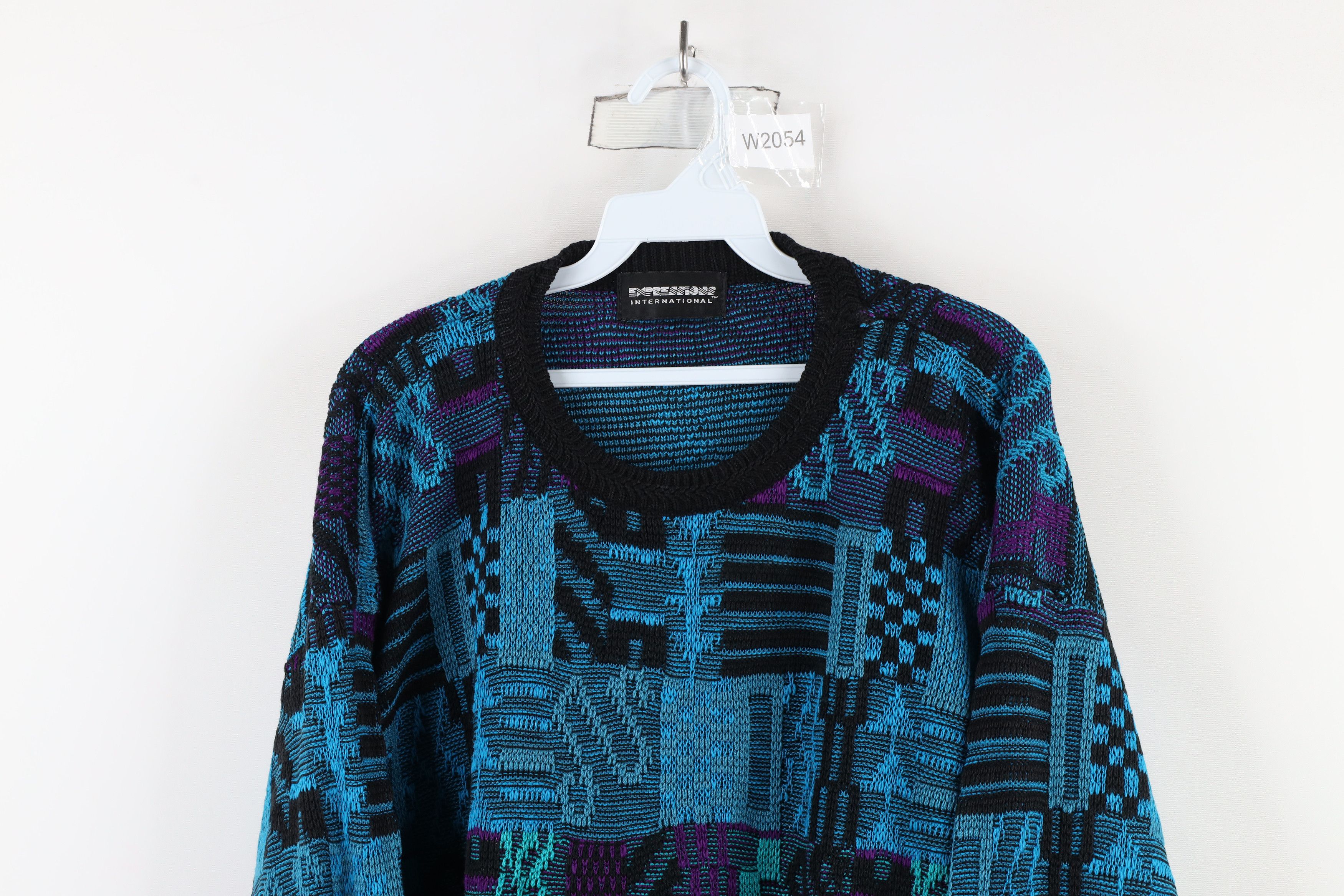 Vintage Vintage 90s Coogi Style Geometric Knit Crewneck Sweater Size XL / US 12-14 / IT 48-50 - 2 Thumbnail