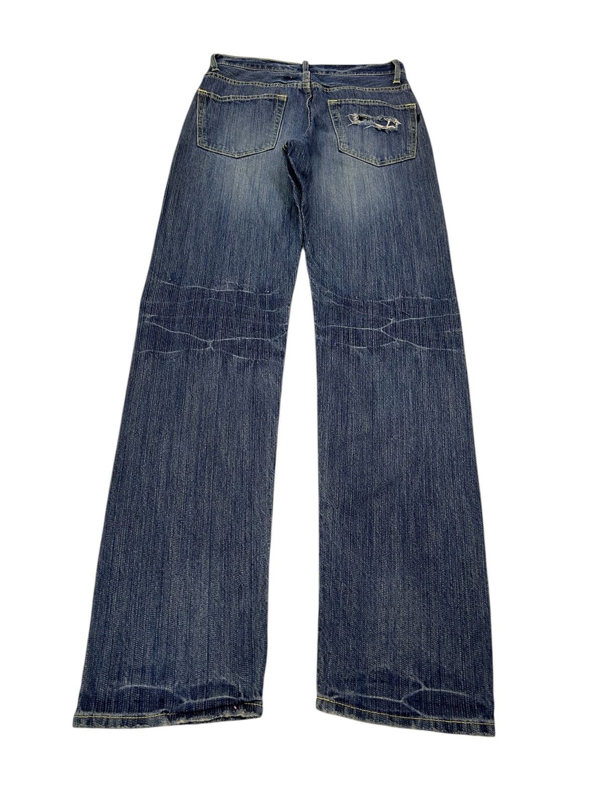 Japanese Brand × Vintage Vintage Japanese Blue Wash Denim Distressed Regular Jeans Size US 29 - 6 Thumbnail