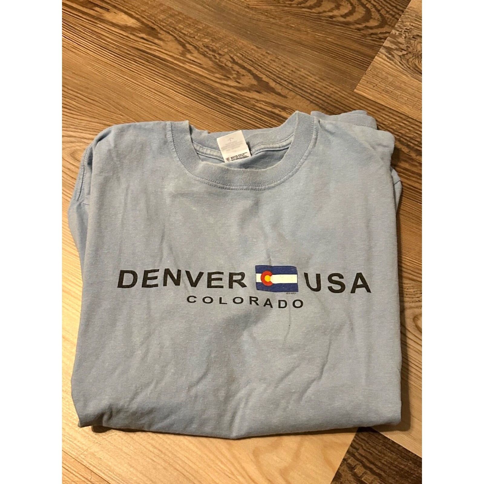 Anvil Anvil Denver USA Graphic Print T-Shirt Unisex Large Blue Cotton Jersey Size US L / EU 52-54 / 3 - 4 Thumbnail
