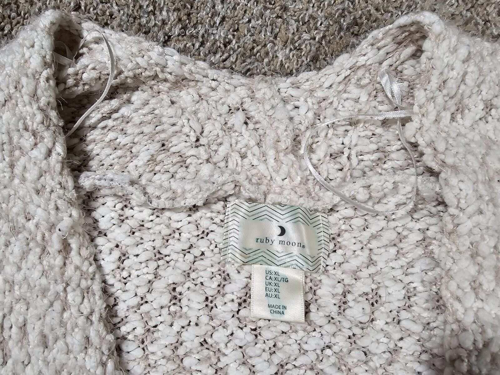 Designer Ruby Moon Chunky Cable Knit Women's Open Cardigan Sz XL Size XL / US 12-14 / IT 48-50 - 3 Thumbnail