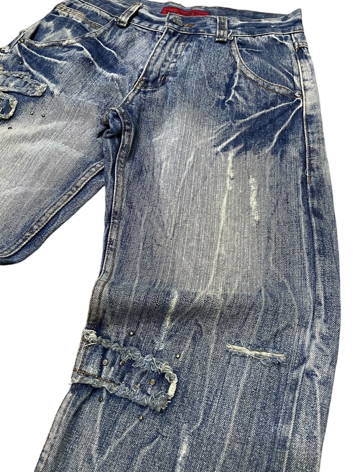 In The Attic × Japanese Brand × semanticdesign Euro Eagle Jeans Studded Claw Mark Distressed Loose Jeans Size US 30 / EU 46 - 9 Thumbnail