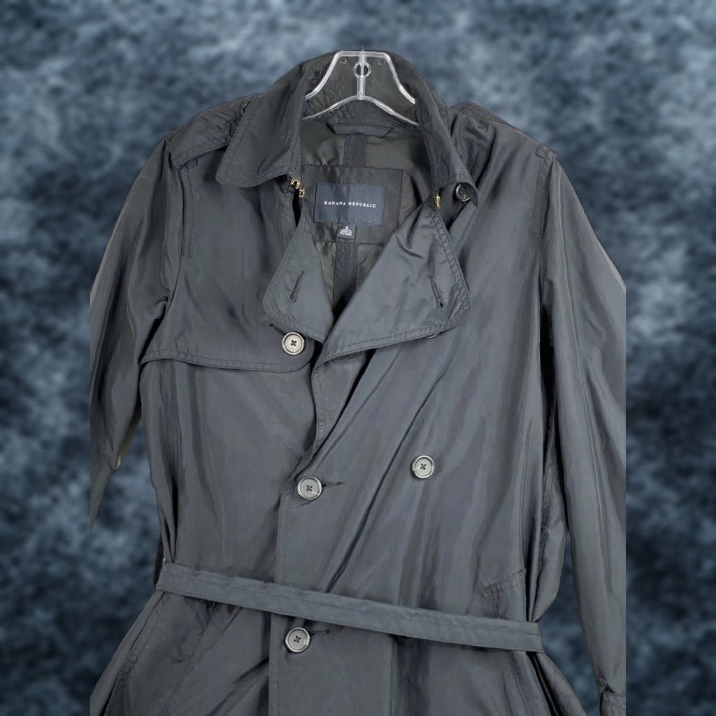 Banana Republic VINTAGE Banana Republic Rain Coat Womens S Black Polyurethane Trench Belted 90s Size S / US 4 / IT 40 - 1 Thumbnail
