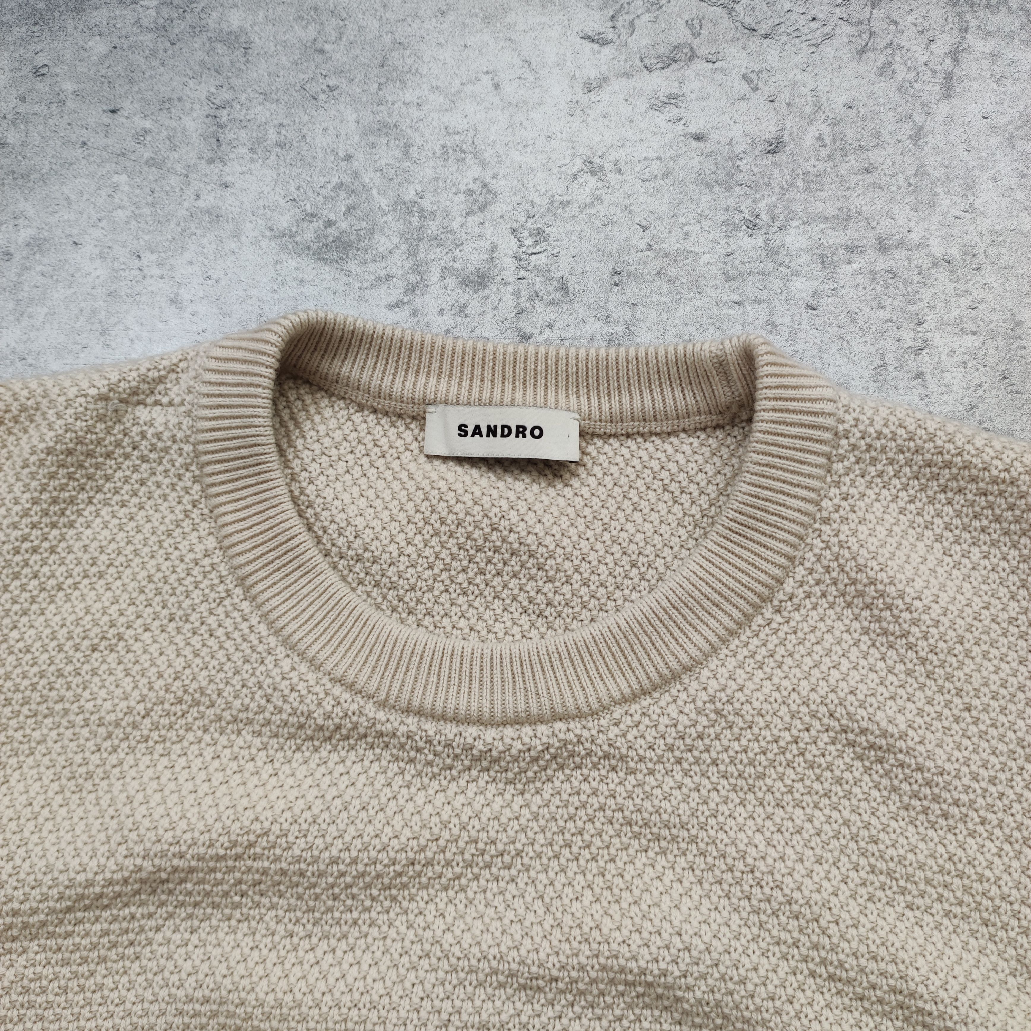 Sandro Sandro Paris Classic Pique Cream Wool Sweater Knitwear Size US L / EU 52-54 / 3 - 5 Thumbnail