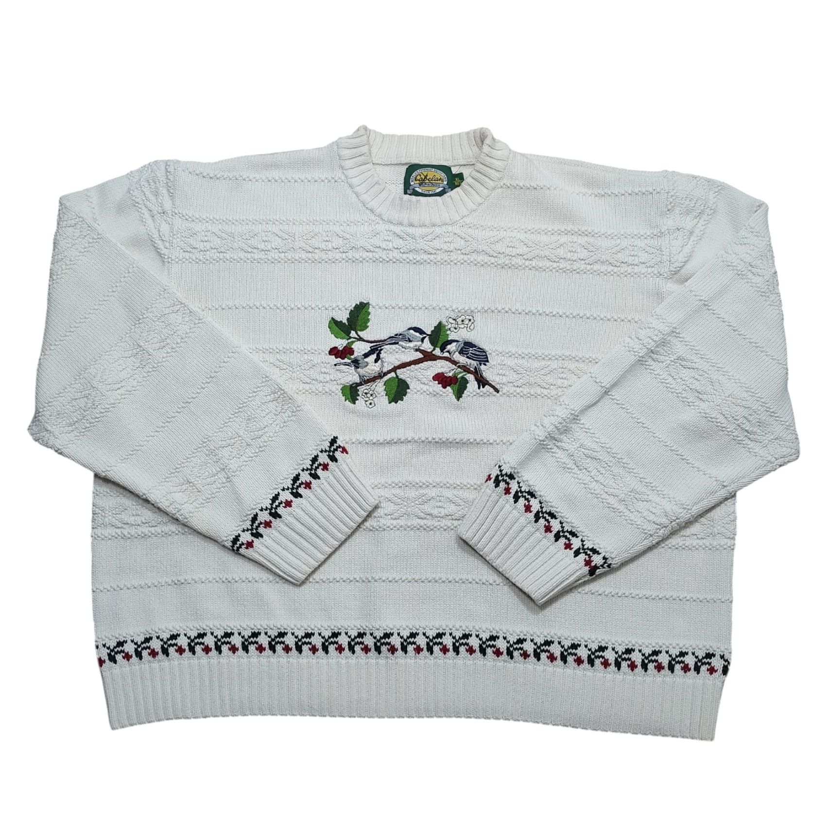 Vintage VINTAGE Cabela's Sweater Women's XL Cream Embroidered Bird Pullover Knit Crew Neck Chunky Knit Worthy for Travel Casual 90s Outdoor Winter Size XL / US 12-14 / IT 48-50 - 2 Thumbnail