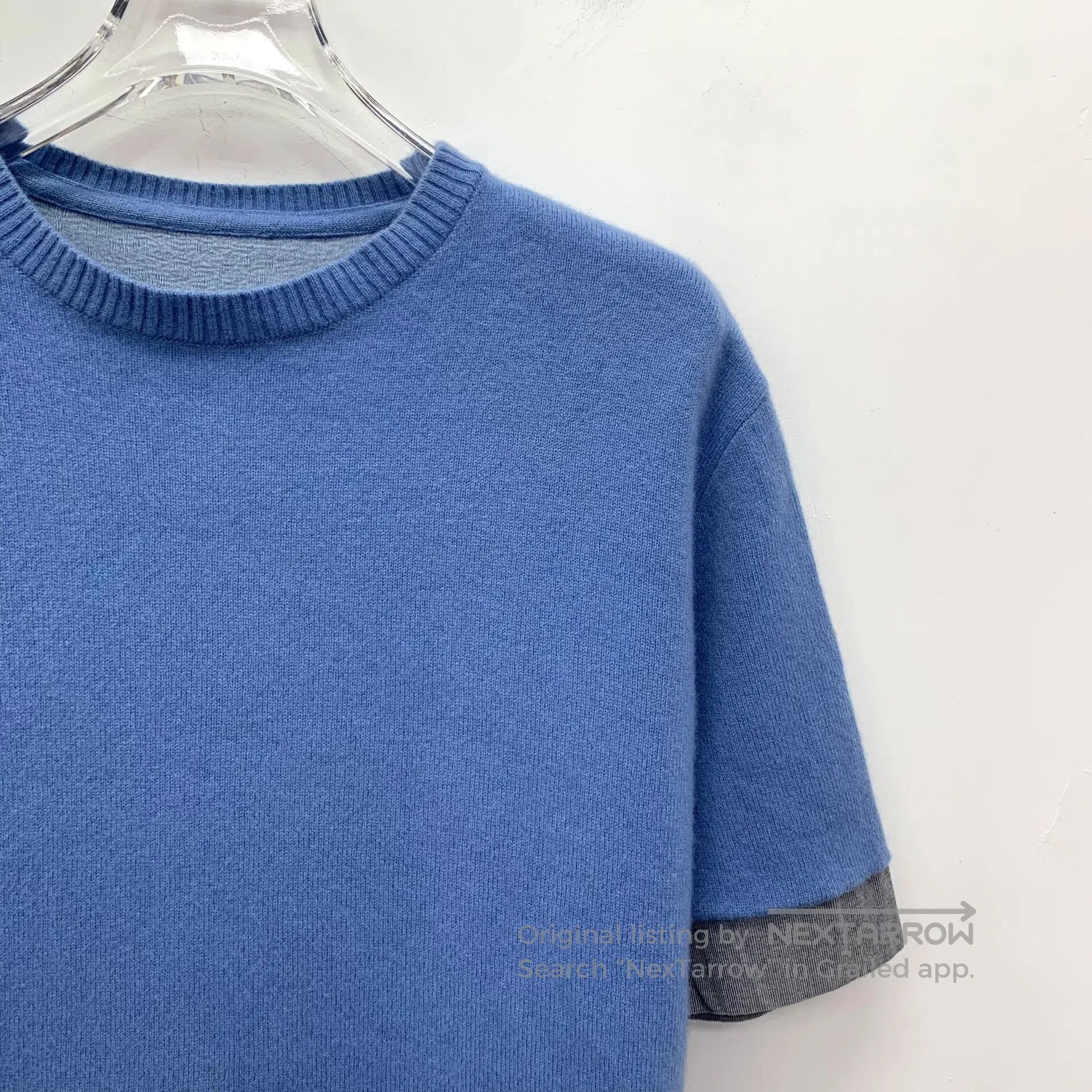 Moncler Moncler Blue Logo Patch Wool Round Neck Short Sleeve T-Shi Size US S / EU 44-46 / 1 - 3 Thumbnail