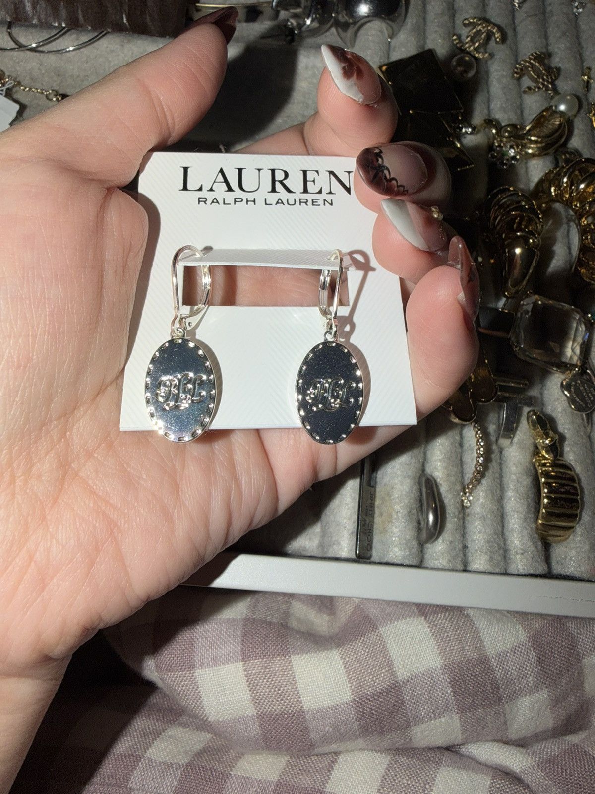 Ralph Lauren Ralph lauren Sterling Silver Script Logo Orbital Earrings Size ONE SIZE - 1 Thumbnail