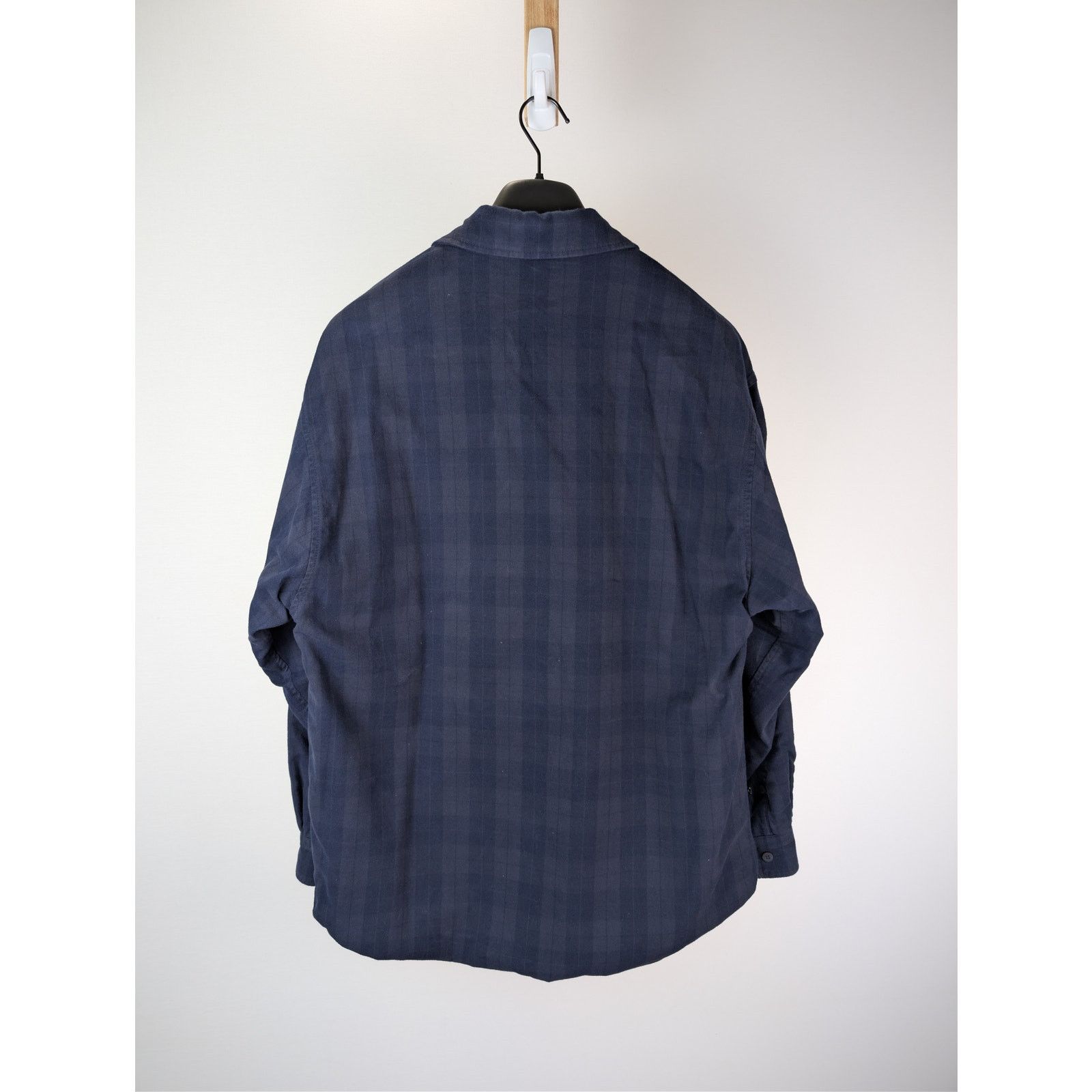 Balenciaga o1rshd1 Overdye Cotton Check Lined Shirt in Navy / Dark Navy Size US S / EU 44-46 / 1 - 12 Thumbnail