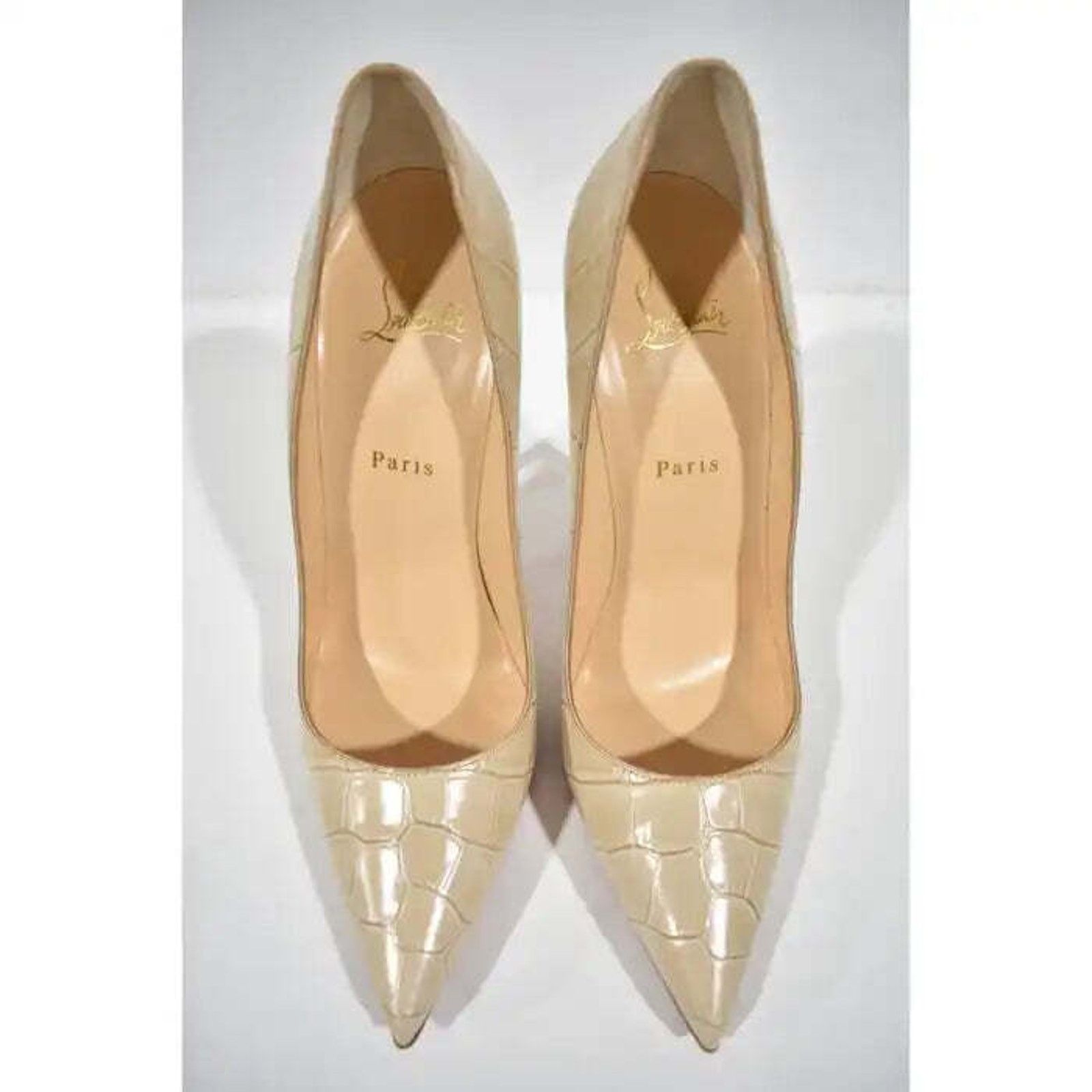 Christian Louboutin So Kate 120 Nougat Nude Calf Ali Croc Pointed Heel Pump 40 Size US 10 / IT 40 - 7 Thumbnail