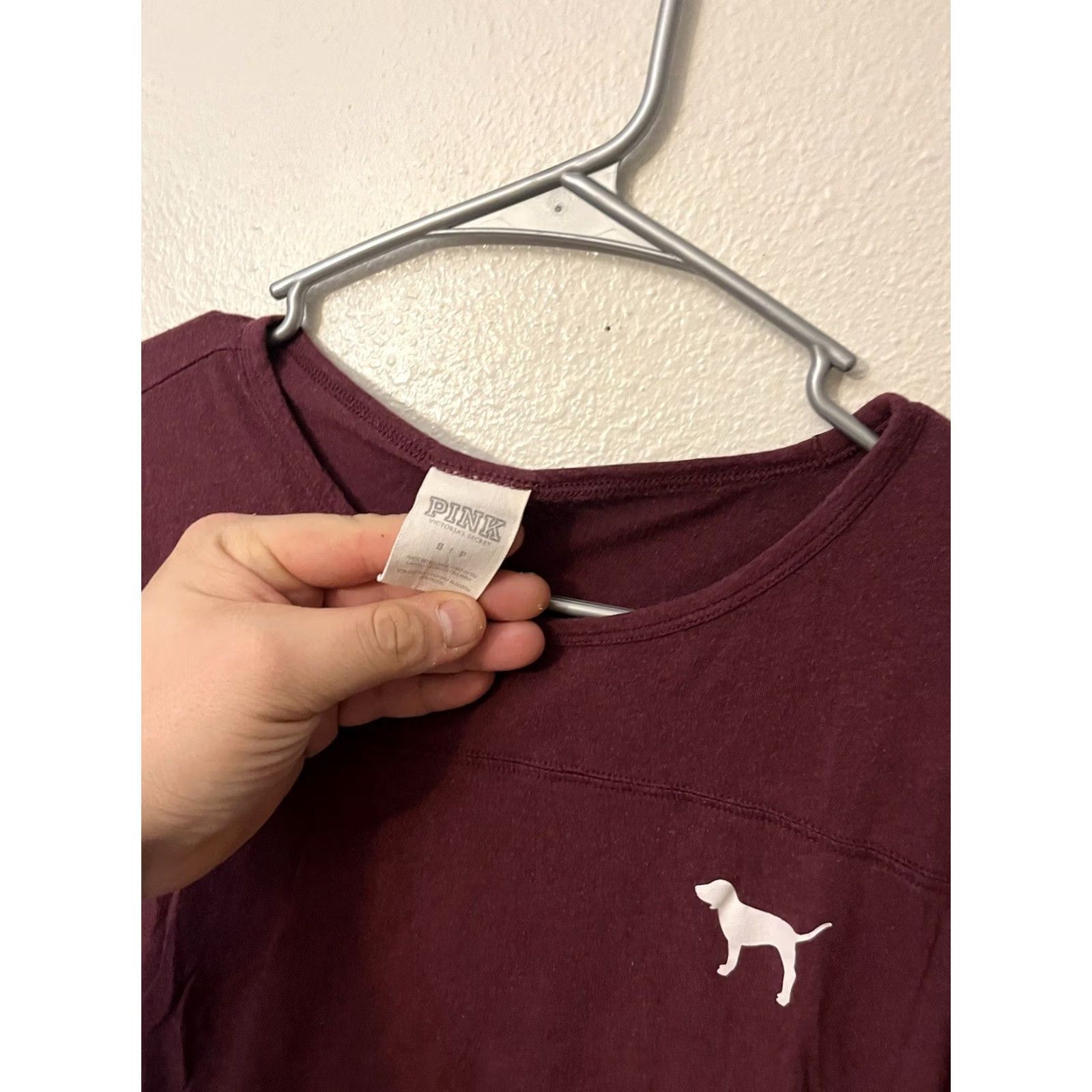 Victoria's Secret Victoria's Secret Pink T-Shirt Womens S Pullover 3/4 Sleeve Maroon Round Neck Size S / US 4 / IT 40 - 2 Thumbnail