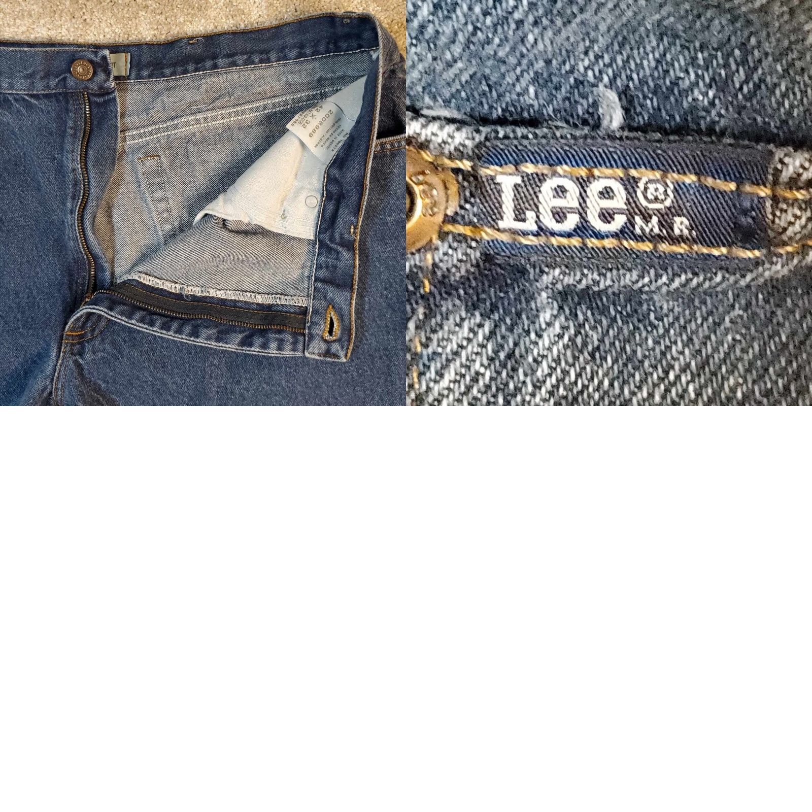 Lee Lee Jeans Mens Regular Fit Straight Leg Blue Denim 42x30 5-Pocket Style N/A Size US 42 / EU 58 - 8 Thumbnail