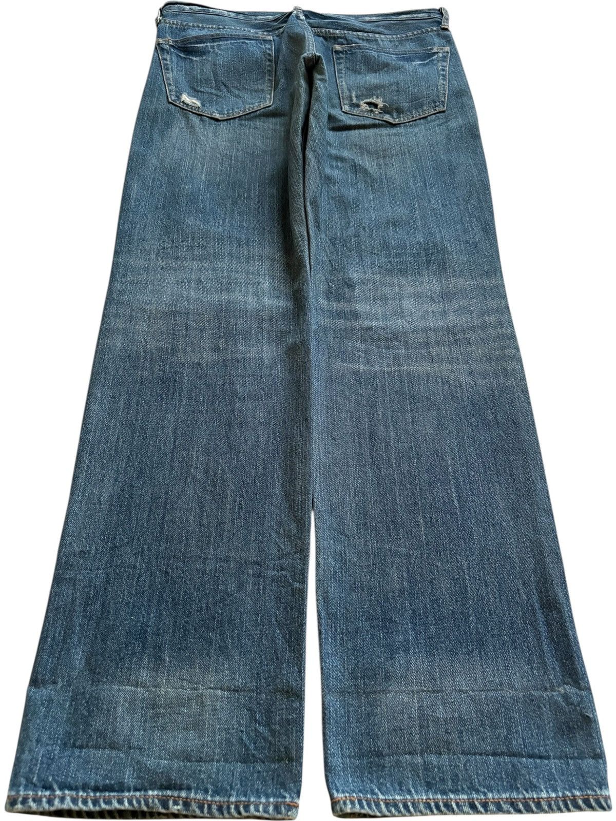 GU Vintage GU Mud Wash Distressed Ripped Loose Jeans Size US 35 - 2 Thumbnail