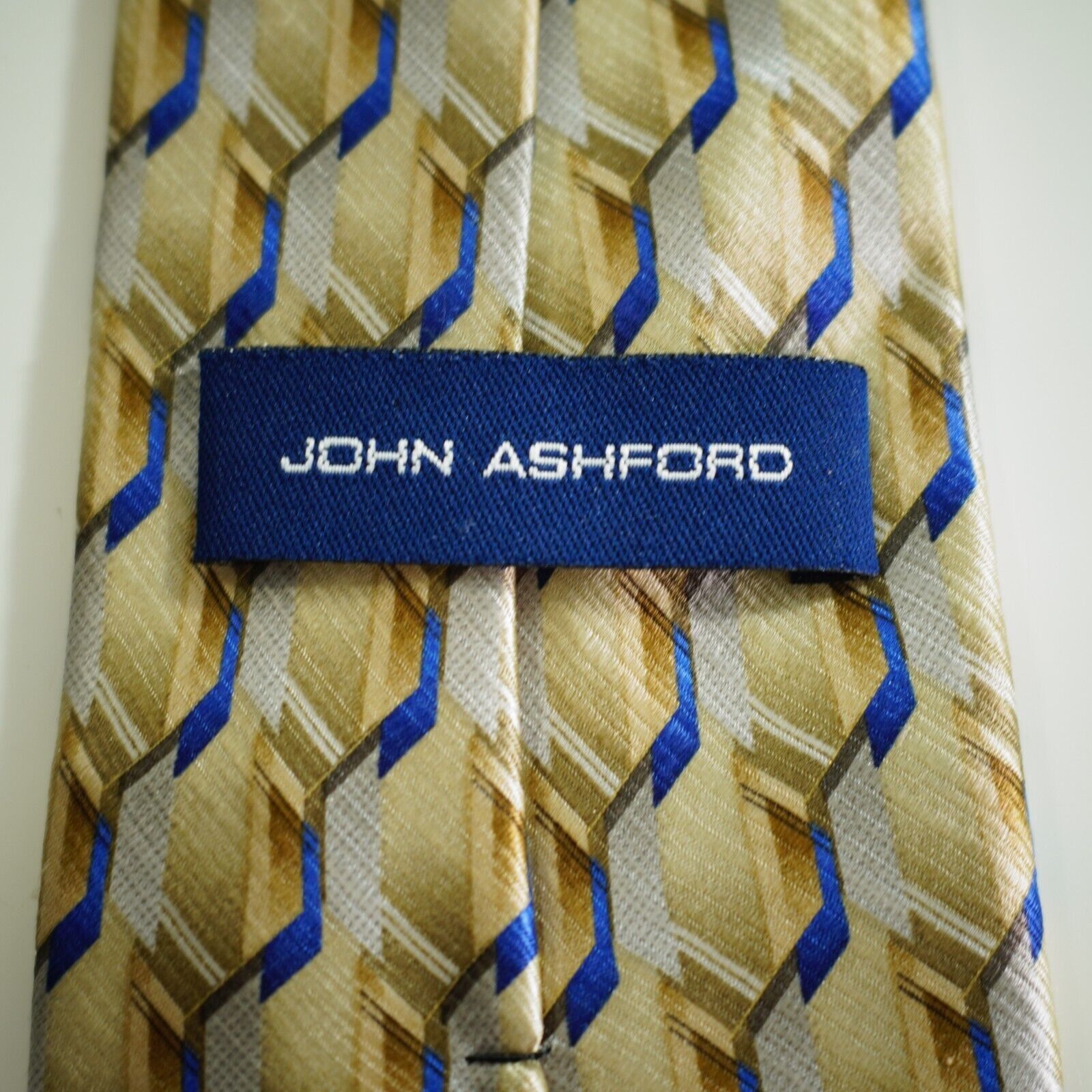 John Ashford John Ashford Yellow Blue Geometric Abstract Jacquard Print S Size ONE SIZE - 3 Thumbnail