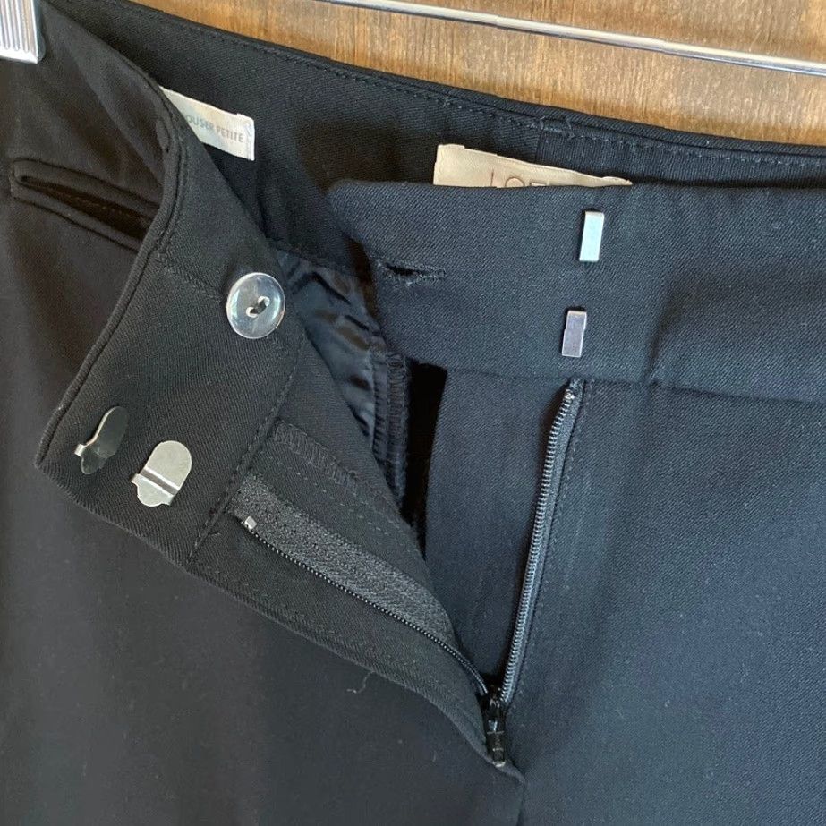 Loft LOFT Outlet Womens Pants Black Petite Mid Rise Stretch 6P Dress Pants Wide-Leg Size 28" / US 6 / IT 42 - 4 Thumbnail