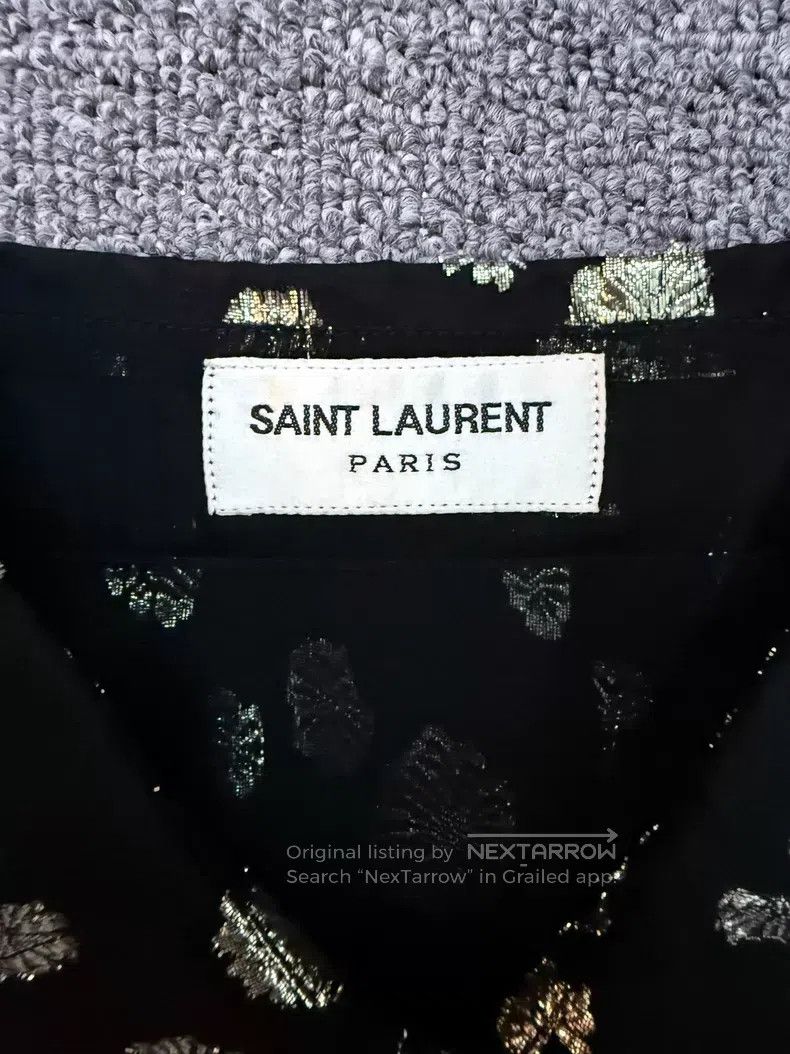 Saint Laurent Paris Saint Laurent Paris Mulberry Silk Gold Flower Sequin Shirt Size US M / EU 48-50 / 2 - 3 Thumbnail