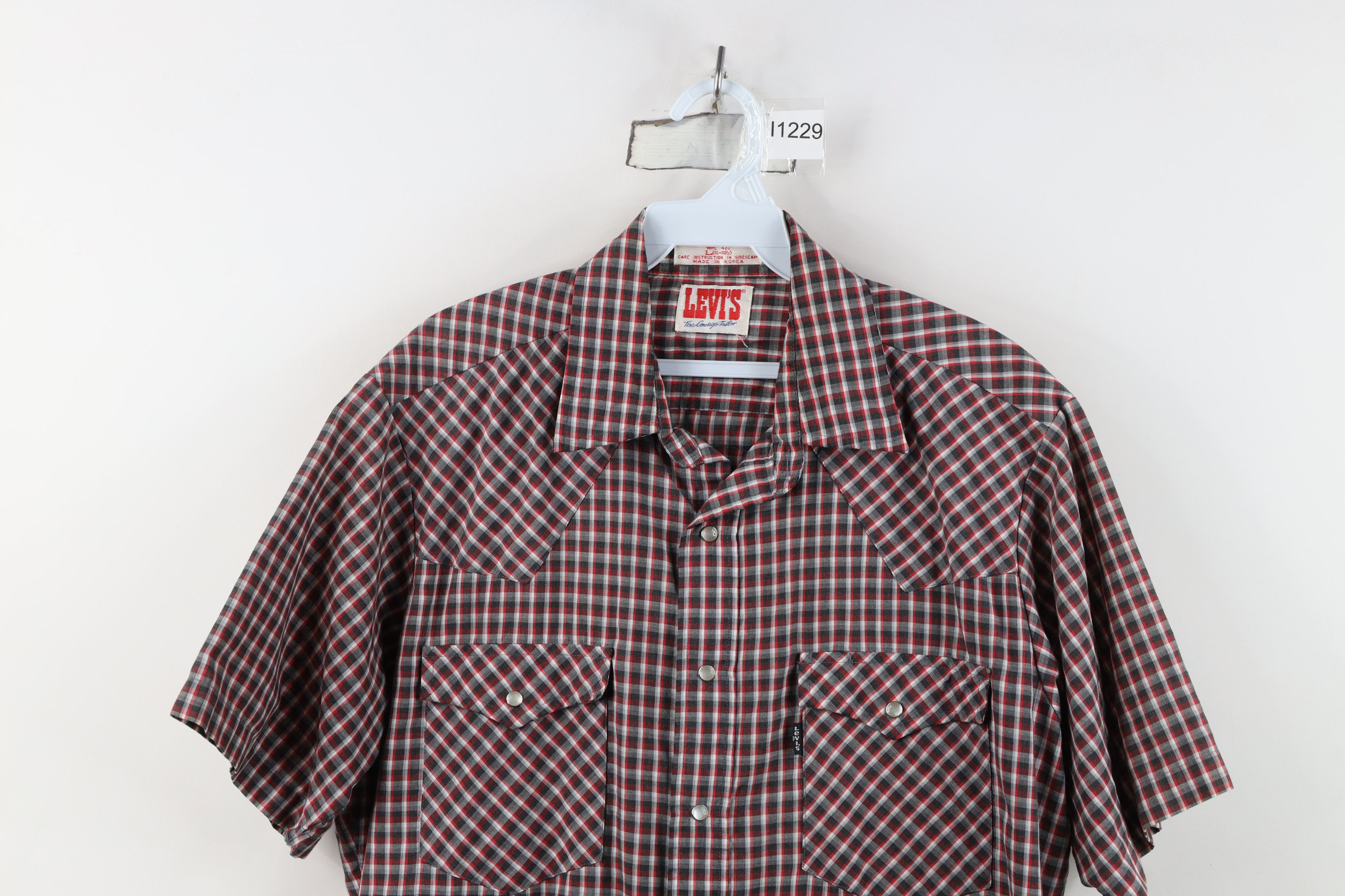 Levi's Vintage 80s 90s Levis Cowboy Button Short Sleeve Shirt Plaid Size US L / EU 52-54 / 3 - 2 Thumbnail