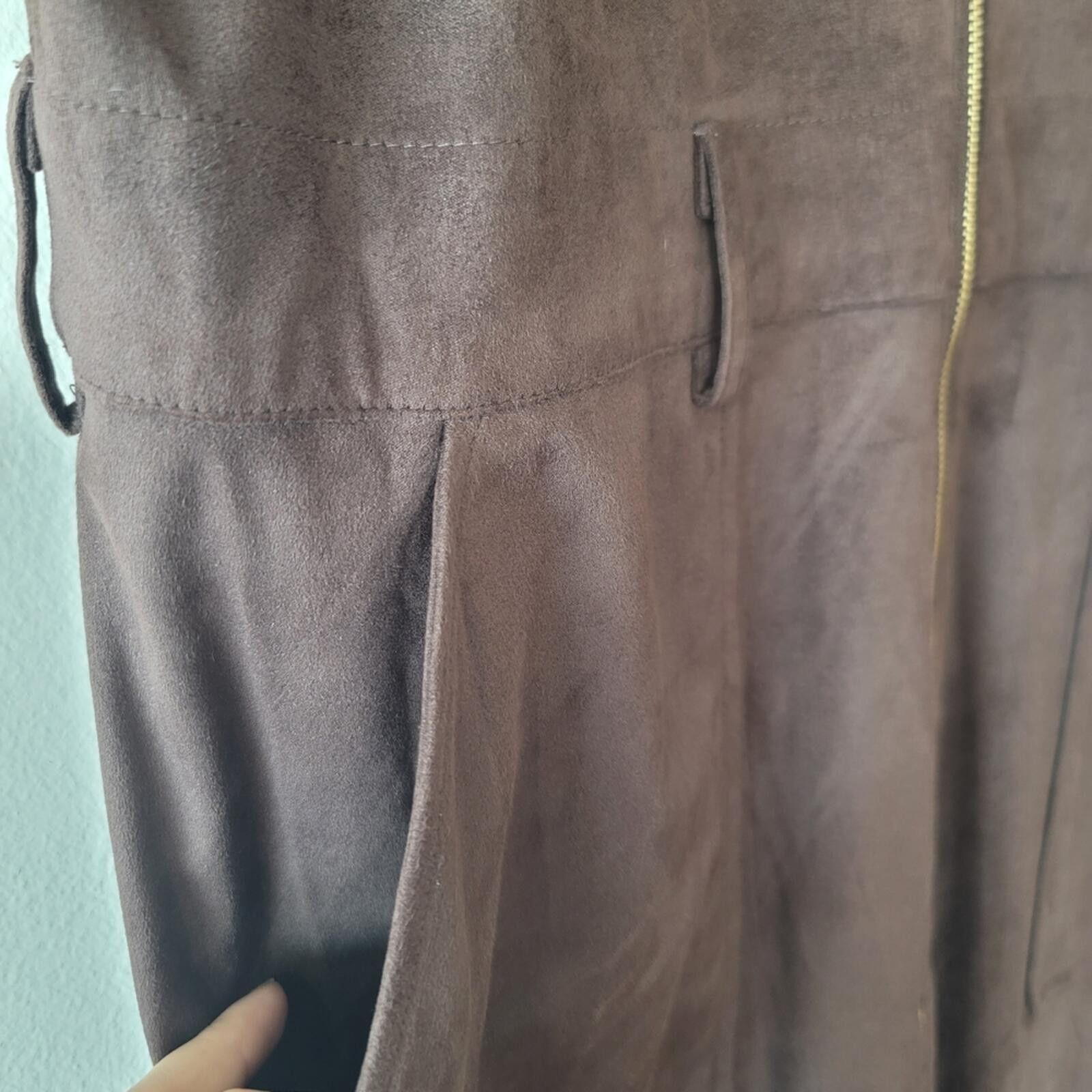 Other Faux Suede Zip Shift Mini Dress Chocolate Brown Sz 8 New Size M / US 6-8 / IT 42-44 - 4 Thumbnail