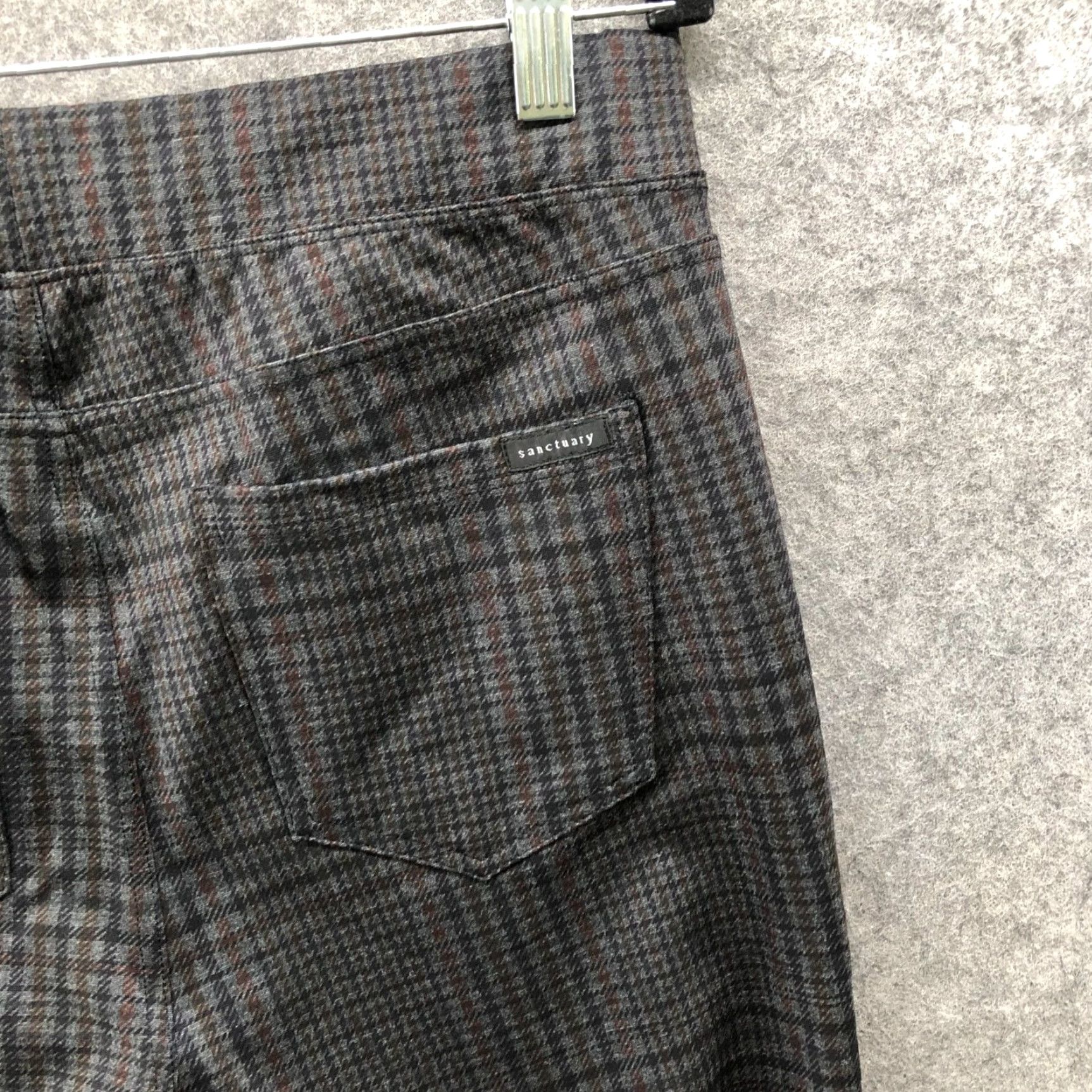 Sanctuary sanctuary x Anthropologie Ponte Legging Pants Womens XLP Gray Brown Plaid Skinny - Pink? Wait. Size 40" / US 18 - 5 Thumbnail