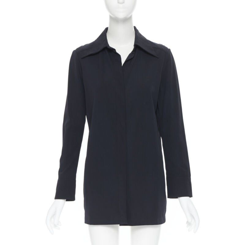 Gucci vintage GUCCI TOM FORD 1996 black rayon nylon wide collar casual long shirt IT38 Size XS / US 0-2 / IT 36-38 - 1 Thumbnail