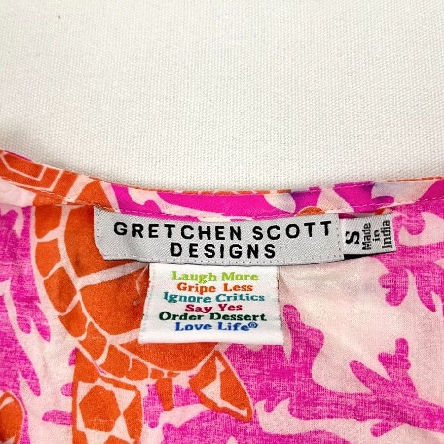 Vintage Gretchen Scott Tunic Top Womens S Sea Turtle Coral Coastal Beach Vacation Blouse Size S / US 4 / IT 40 - 3 Thumbnail
