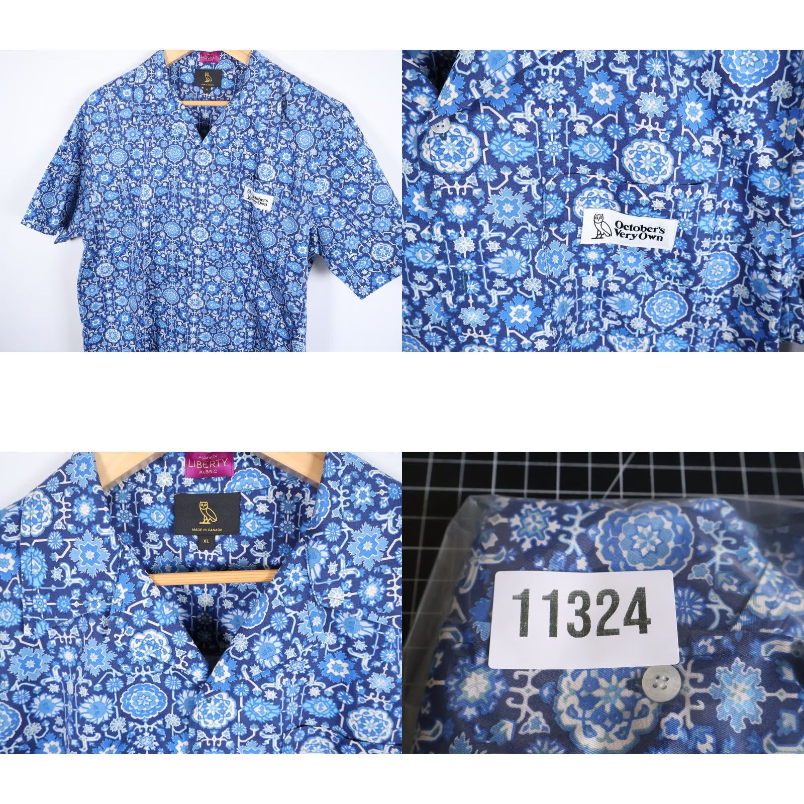 Vintage OVO x Liberty Fabric Shirt Men's XL Blue Geometric Oxford Button-Up Collared Casual 100% Cotton Size US XL / EU 56 / 4 - 8 Thumbnail