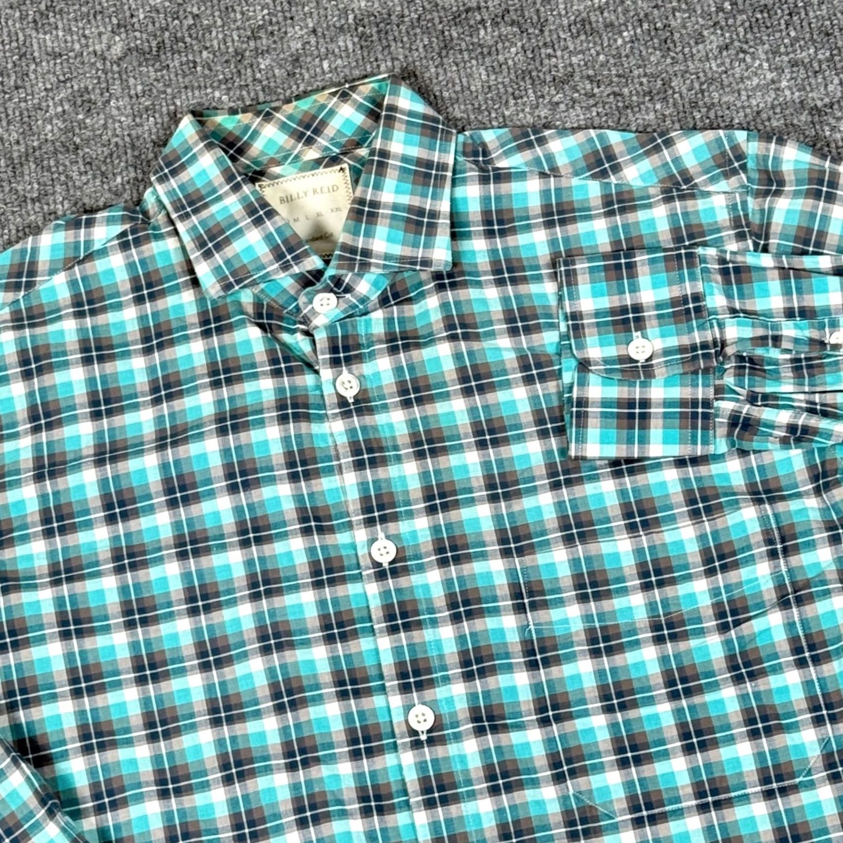 Billy Reid Billy Reid Plaid Button Up Shirt Small Standard Cut Office LS Blue Brown Preppy Size US S / EU 44-46 / 1 - 2 Thumbnail