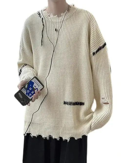 Aran Isles Knitwear × Other High Street Ripped Sweater Men's Hole Lazy Knitted Pullover Size US L / EU 52-54 / 3 - 3 Thumbnail