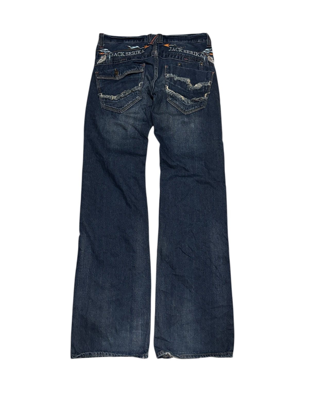 Japanese Brand Jack Serika Embroidery Wide Flare Denim Jeans Size 31" - 1 Thumbnail