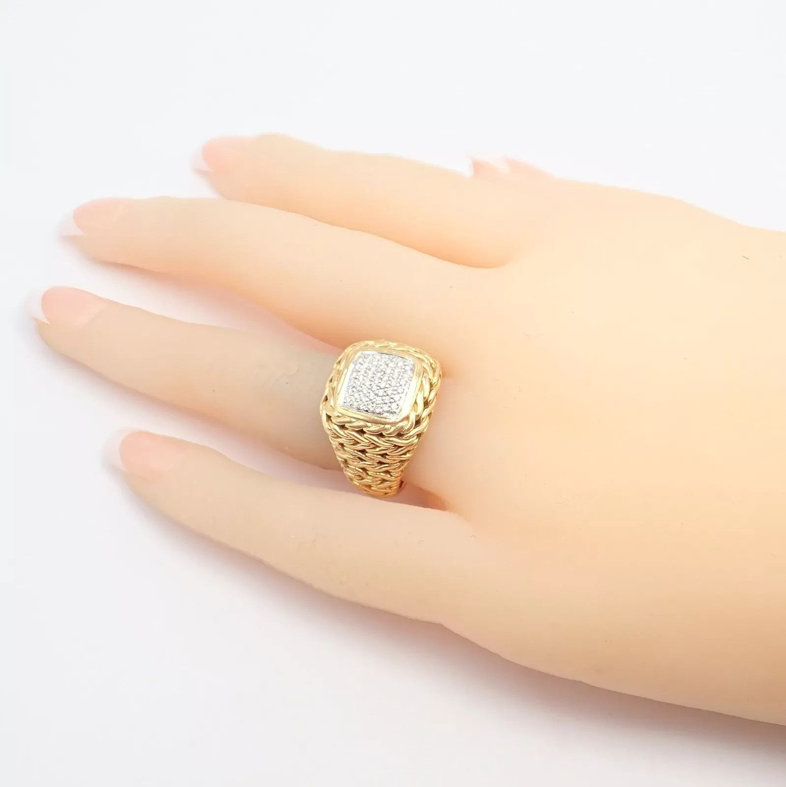 The Unbranded Brand John Hardy 18k Yellow Gold Diamond Signet Signature Ring Size ONE SIZE - 9 Thumbnail