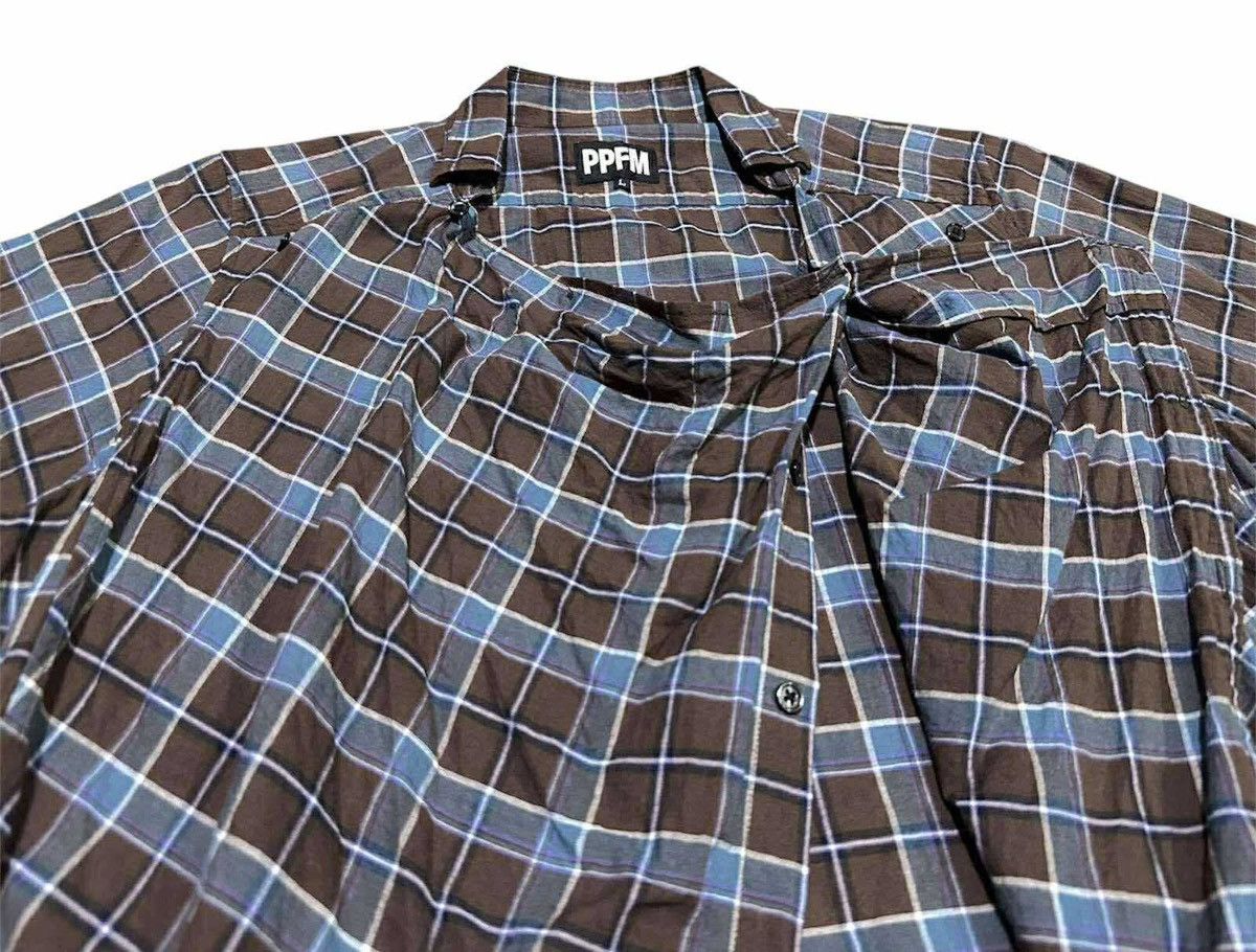 PPFM 🔥Sick Y2K PPFM Draped Asymmetric Flannel Shirt Size US L / EU 52-54 / 3 - 3 Thumbnail