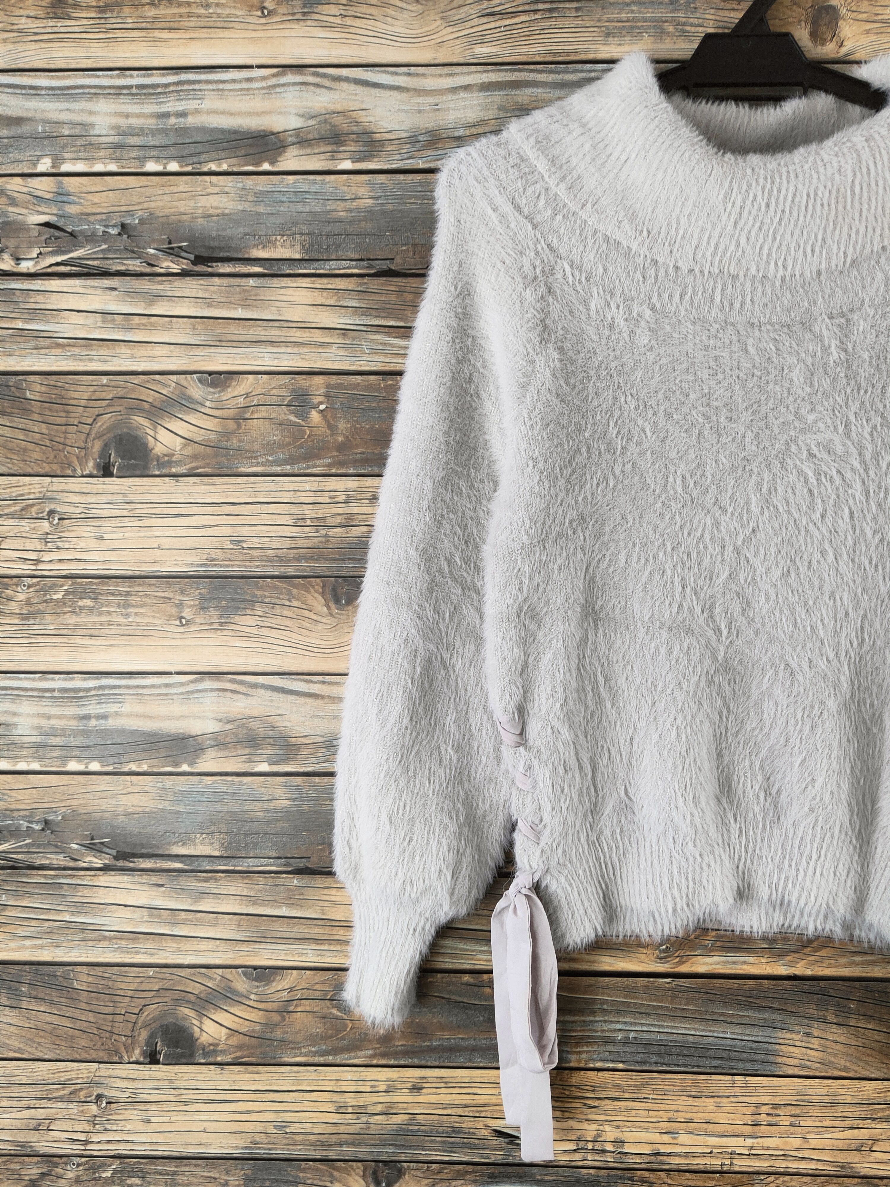 Japanese Brand DL Axes Femme Gray Fur shaggy Mohair Knitwear #46-993 Size M / US 6-8 / IT 42-44 - 3 Thumbnail