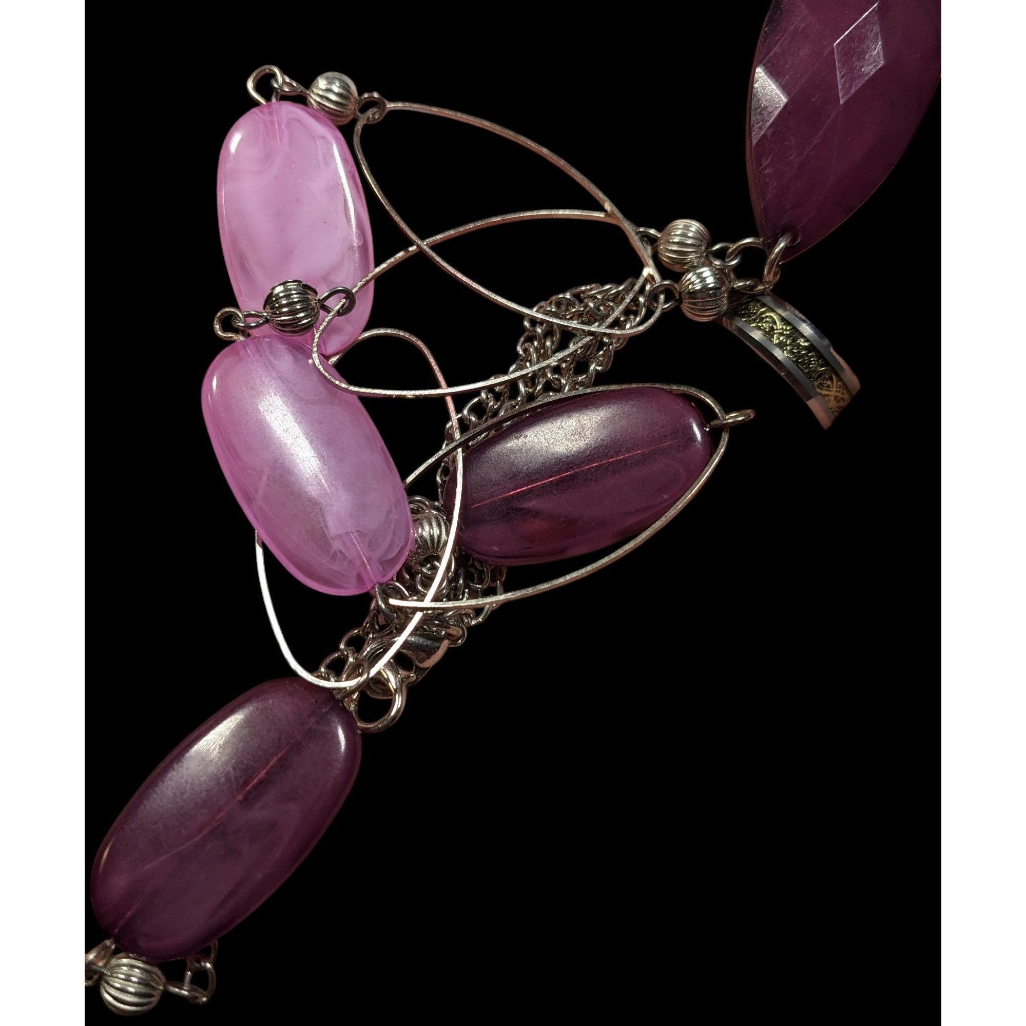 Other Whimsical Purple Gemmed Silver Tone Necklace Size ONE SIZE - 3 Thumbnail