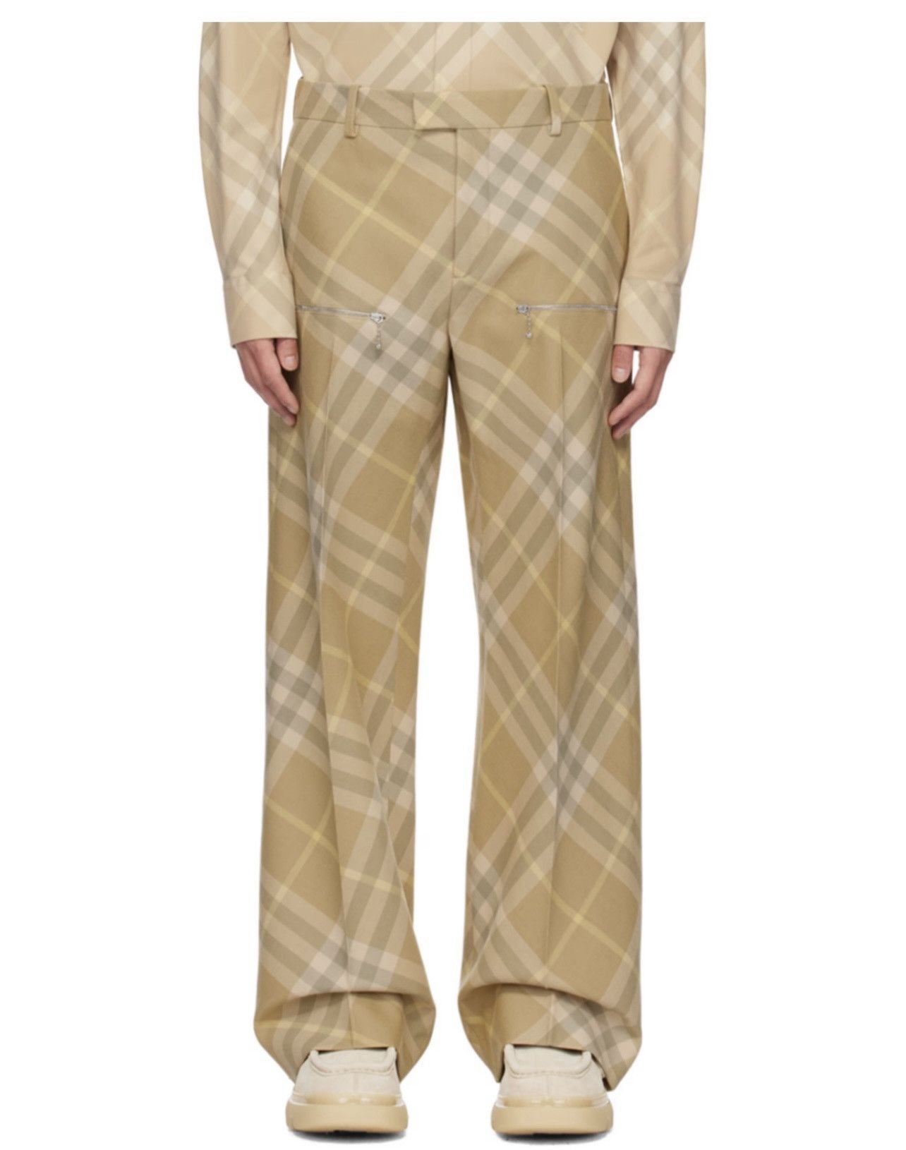 Burberry Burberry Beige Check Trousers Size 34R - 2 Thumbnail