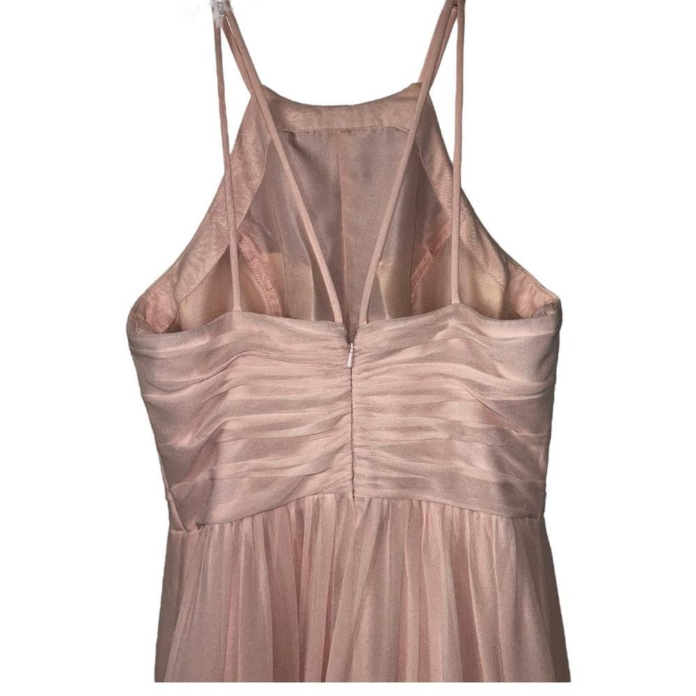 Designer Bill Levkoff l High Neck Chiffon Gown In Petal Pink Size 6 Size M / US 6-8 / IT 42-44 - 3 Thumbnail