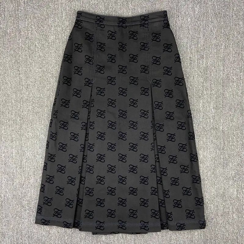 Fendi Fendi Gray Cotton Midi Skirt for Women 0089 Size 23" - 1 Thumbnail