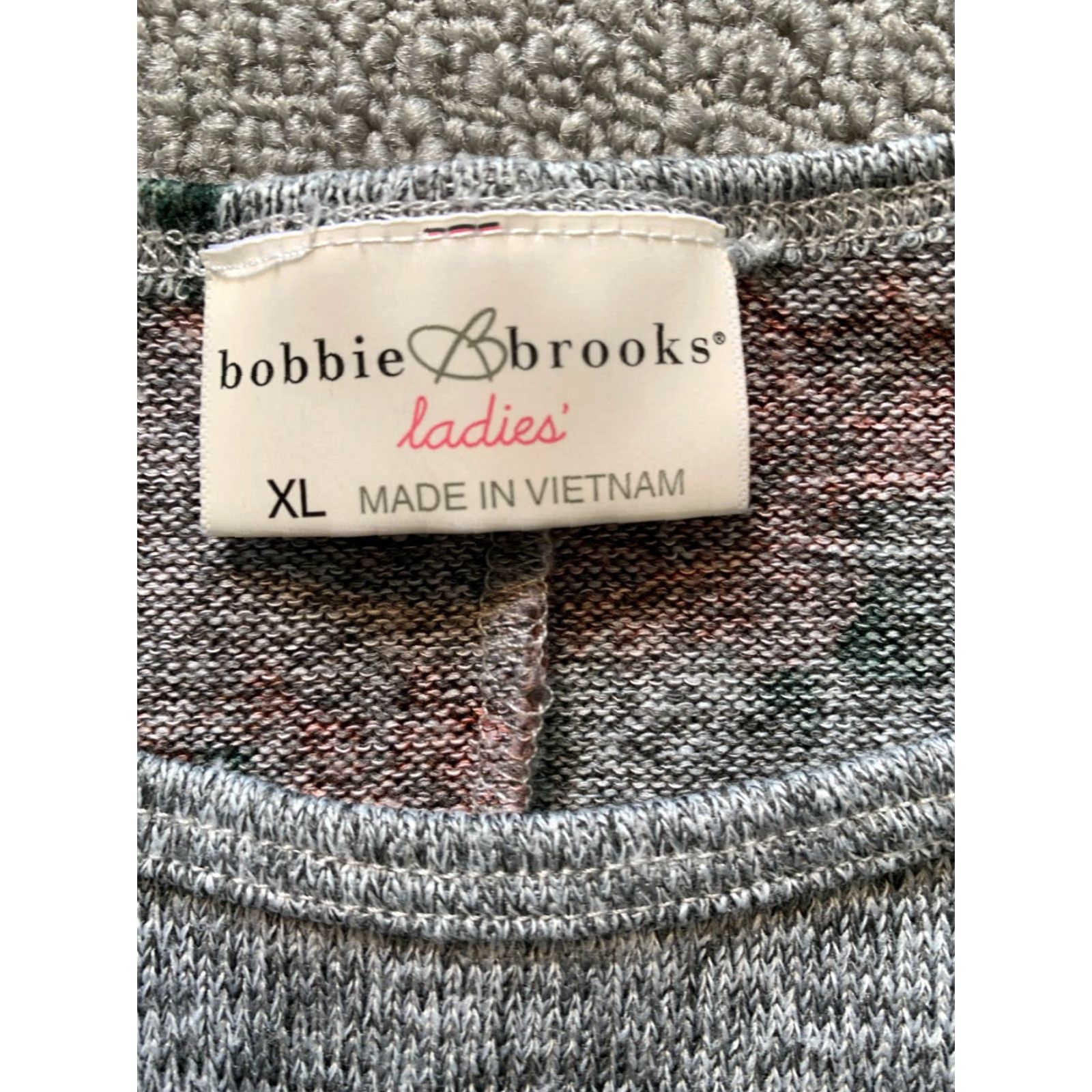 Vintage Bobbie Brooks Women's Short Sleeve Shirt Knit Floral Rose XL Ladies Pattern Size XL / US 12-14 / IT 48-50 - 3 Thumbnail
