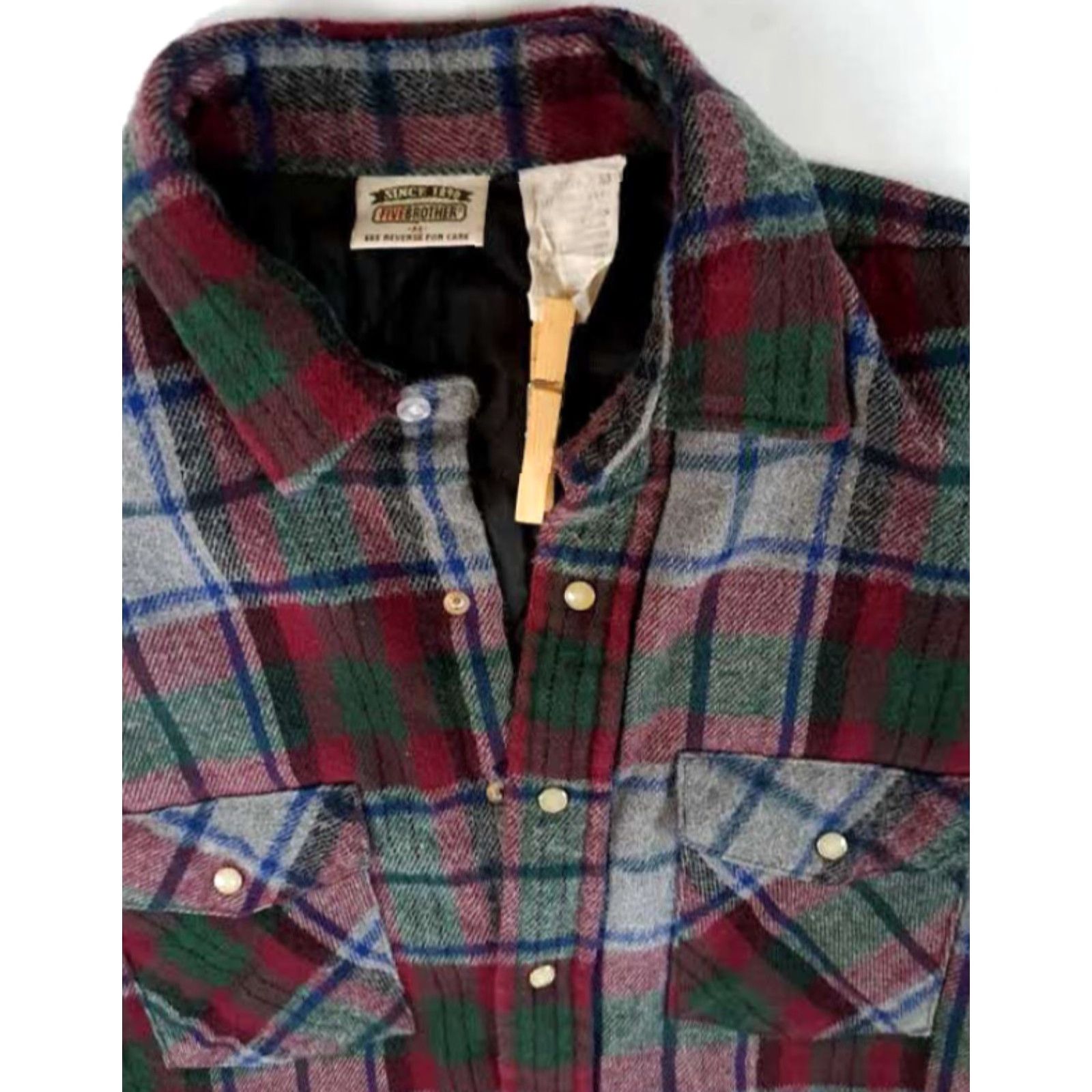 Vintage VINTAGE Five Brothers Shirt Jacket Insulated Quilted Full Pearl Snap Button Flannel Outdoor Shirt Medium USA Unisex Adults Size US M / EU 48-50 / 2 - 3 Thumbnail