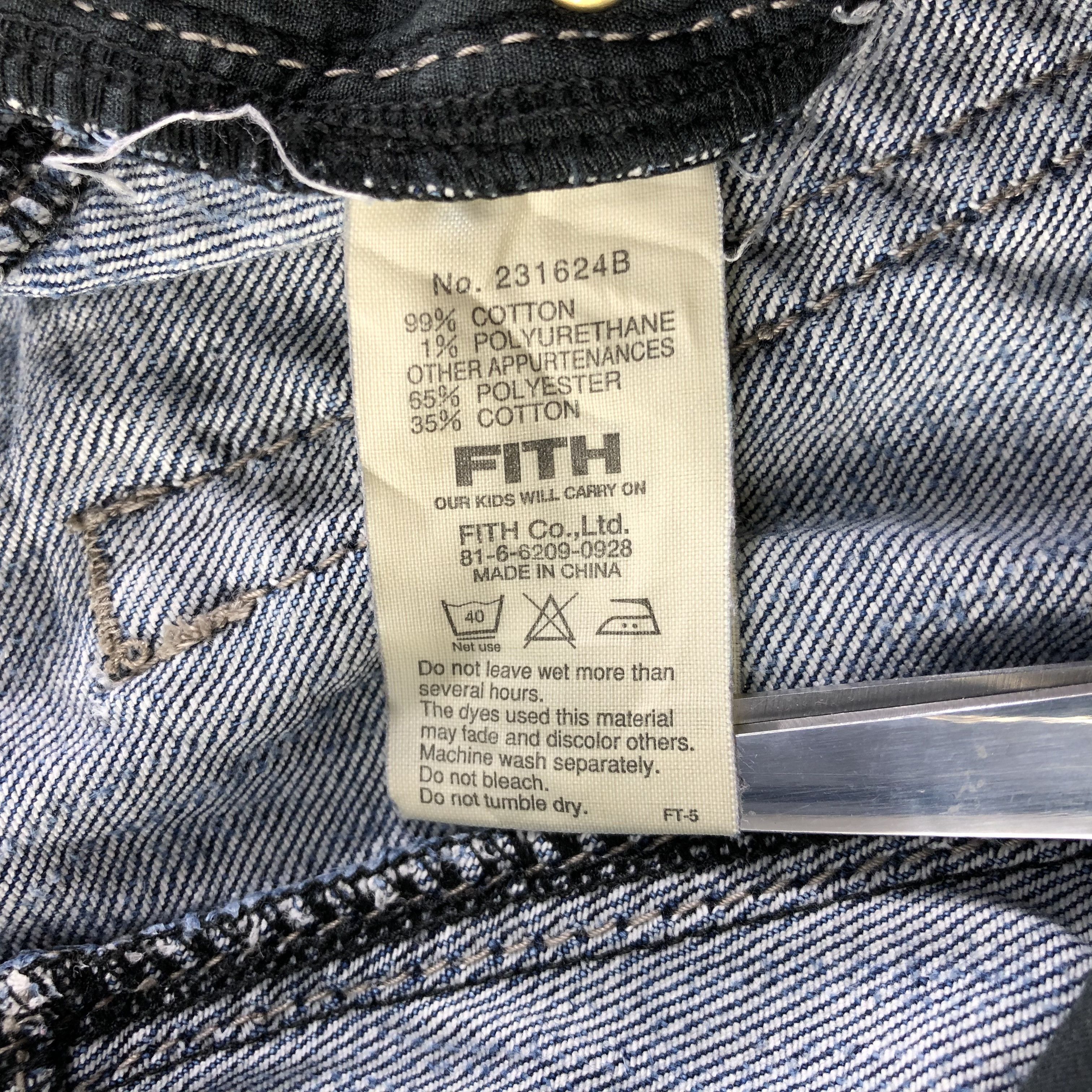 Japanese Brand Fith Jeans Pathwork Distressed Denim KJ1724 Size 29" - 9 Thumbnail