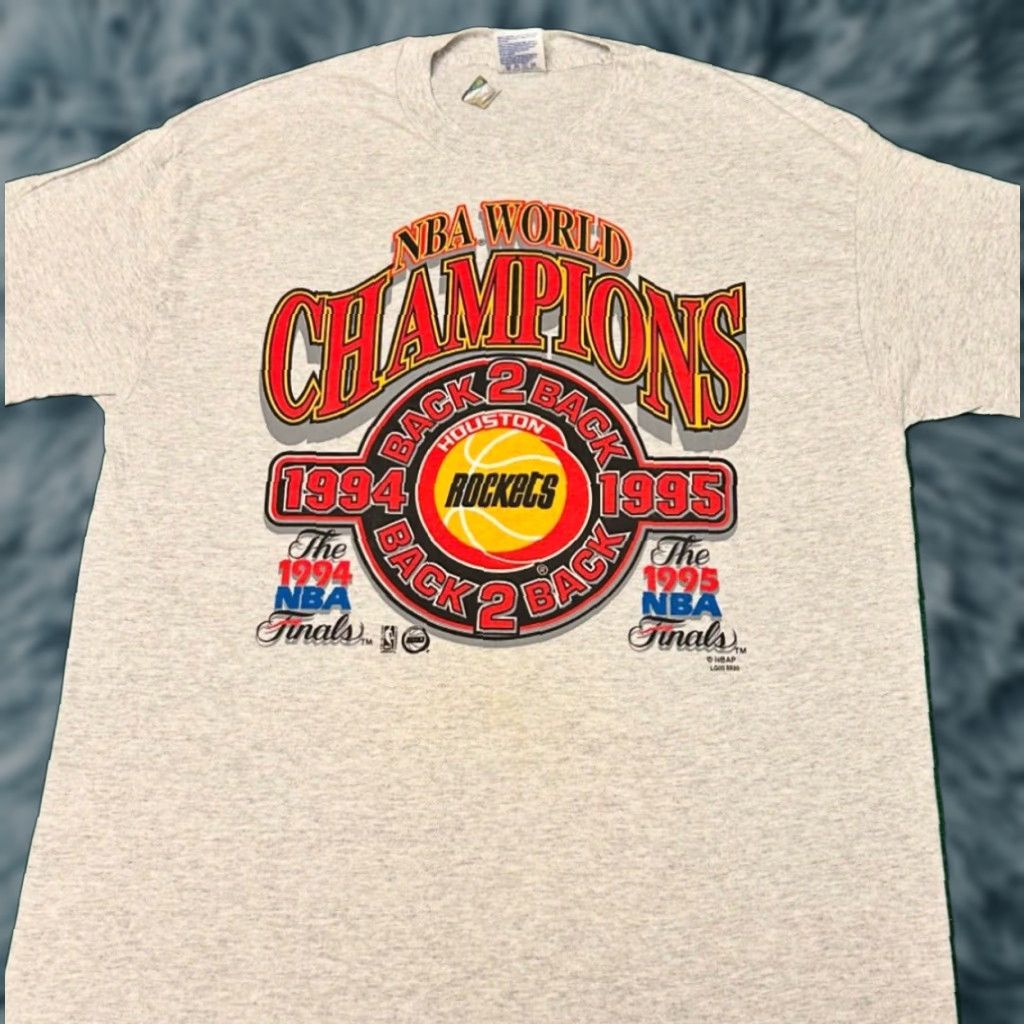 VINTAGE 90s Houston Rockets NBA Champions Gray T-Shirt Mens XL