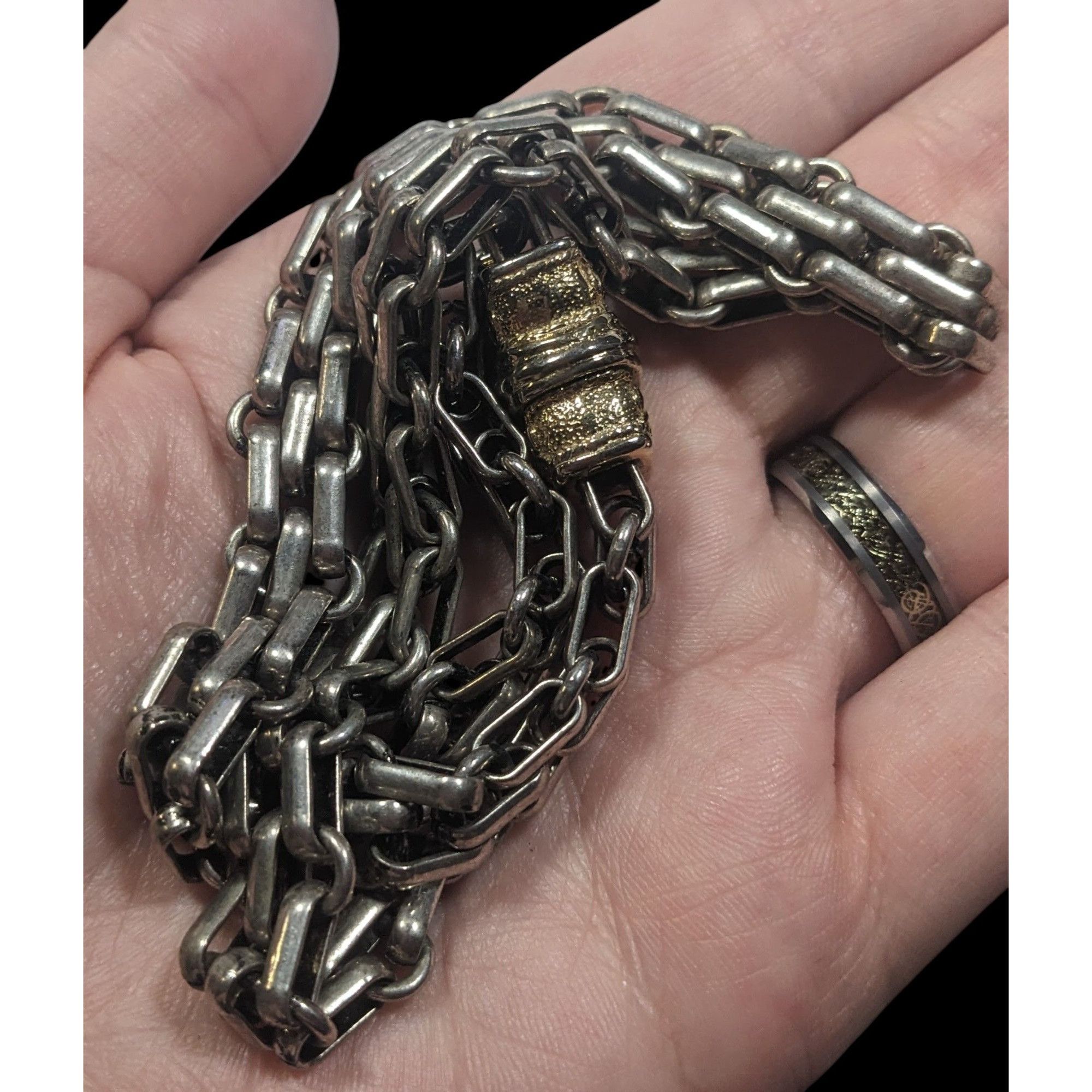 Other Unique Chunky Silver Tone Chain Necklace With Magnetic Clasp Size ONE SIZE - 5 Thumbnail