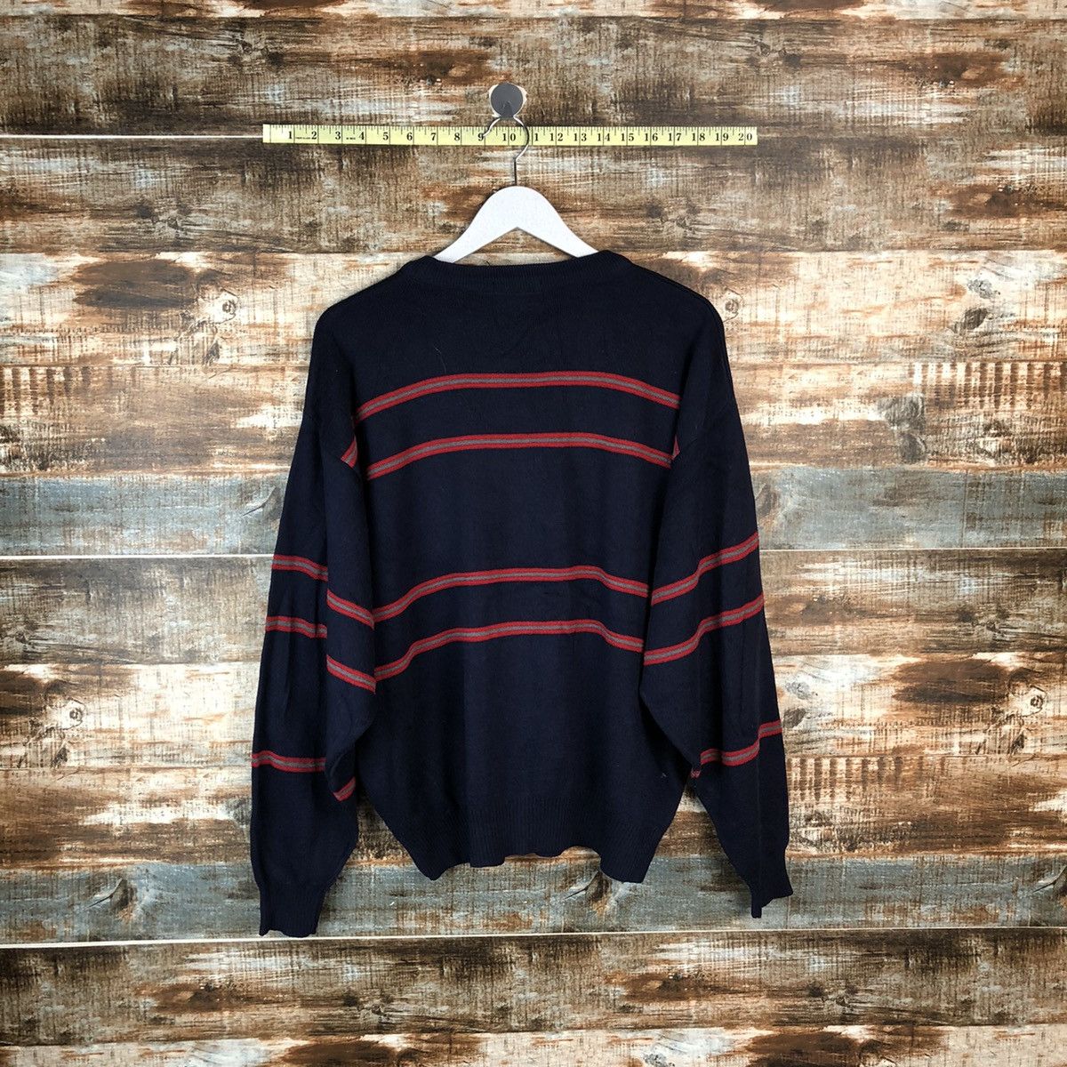 Homespun Knitwear × Japanese Brand US Pengolf Dark Blue Stripe Knitwear #A2061 Size US L / EU 52-54 / 3 - 13 Thumbnail