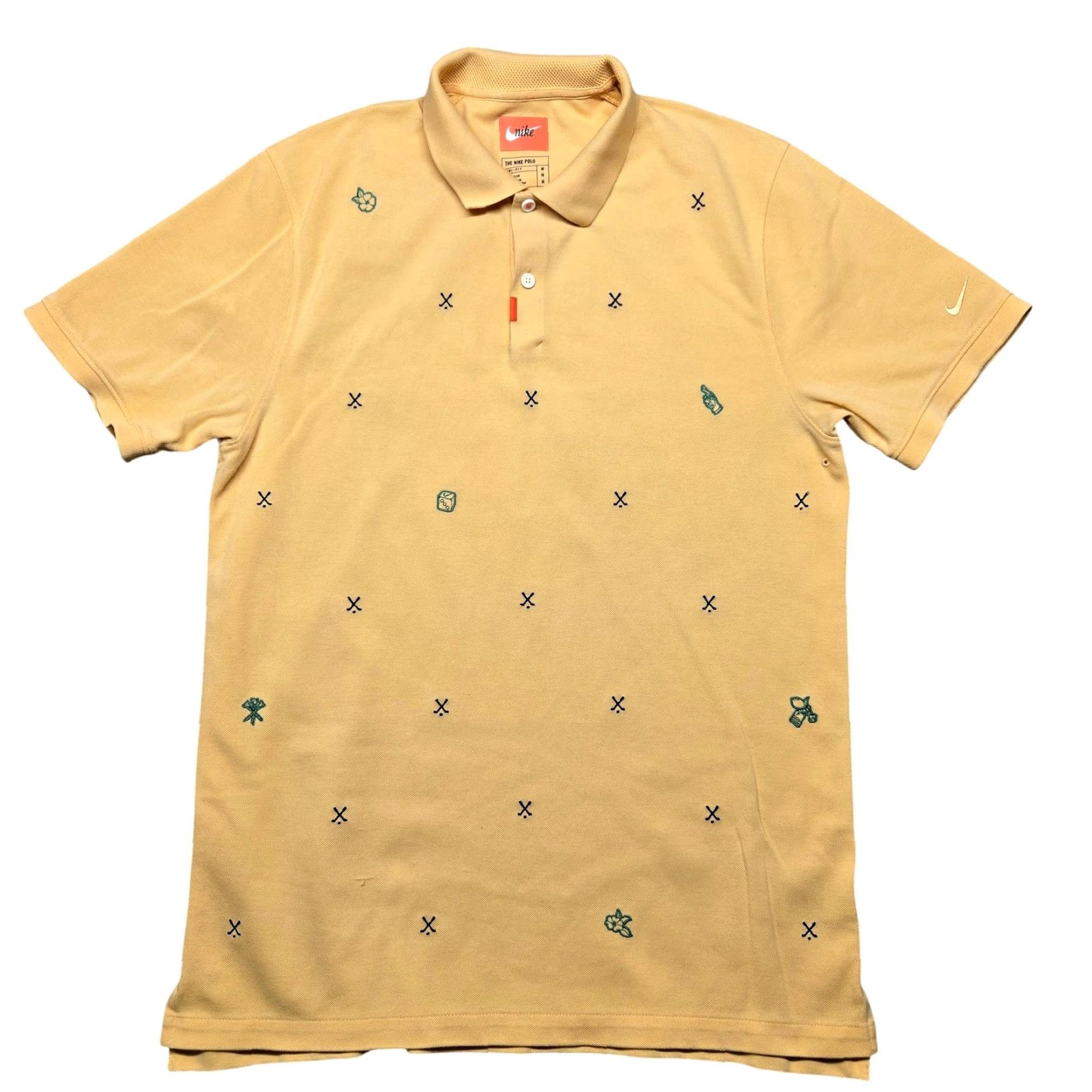 Nike Nike Polo Shirt Mens M Tan Dri-Fit Embroidered Pattern Golf Tennis Casual Size US M / EU 48-50 / 2 - 2 Thumbnail