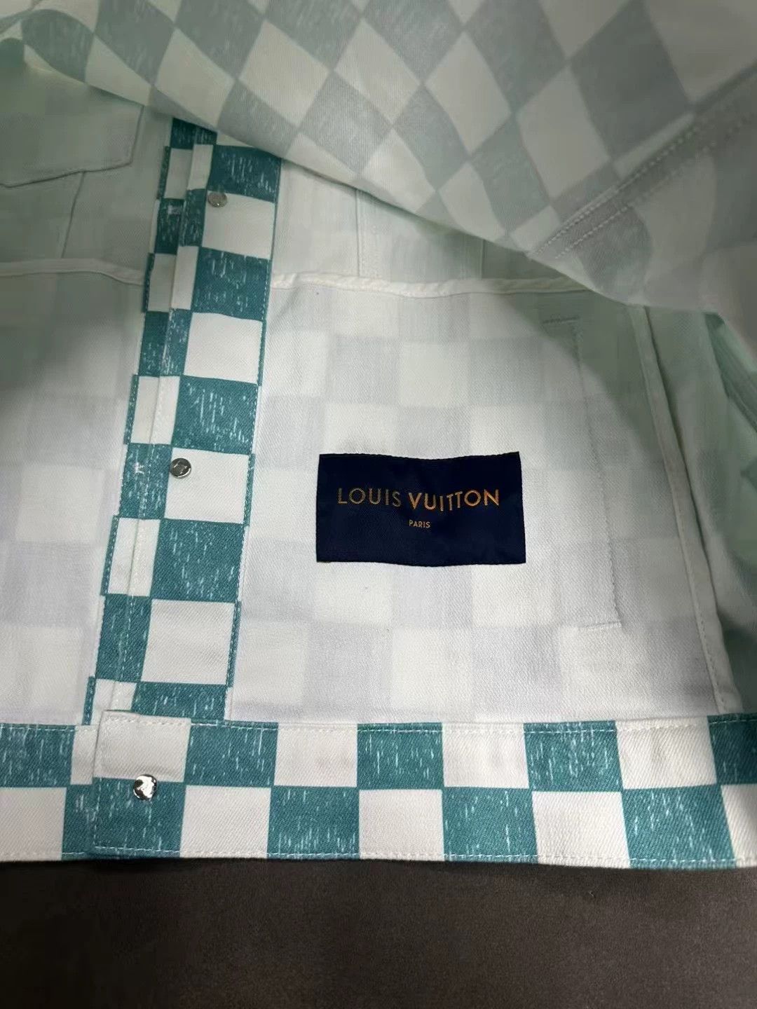Louis Vuitton LV Damier Denim Trucker Jacket Tiffany Blue/Green 54 Size US L / EU 52-54 / 3 - 5 Thumbnail