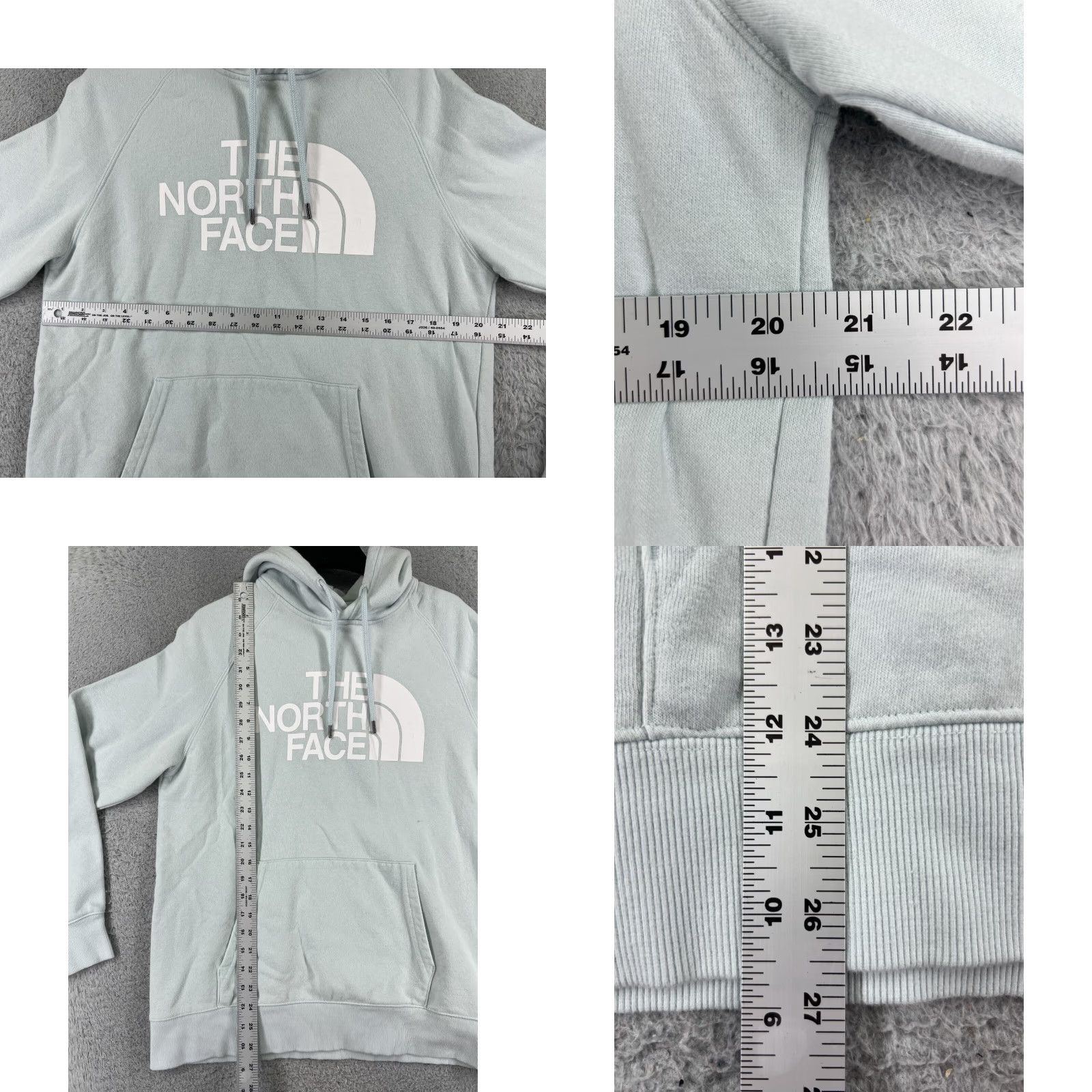 The North Face The North Face Hoodie Mens L Blue Logo Pullover Sweatshirt Solid Jersey Cotton Blend Size L / US 10 / IT 46 - 8 Thumbnail