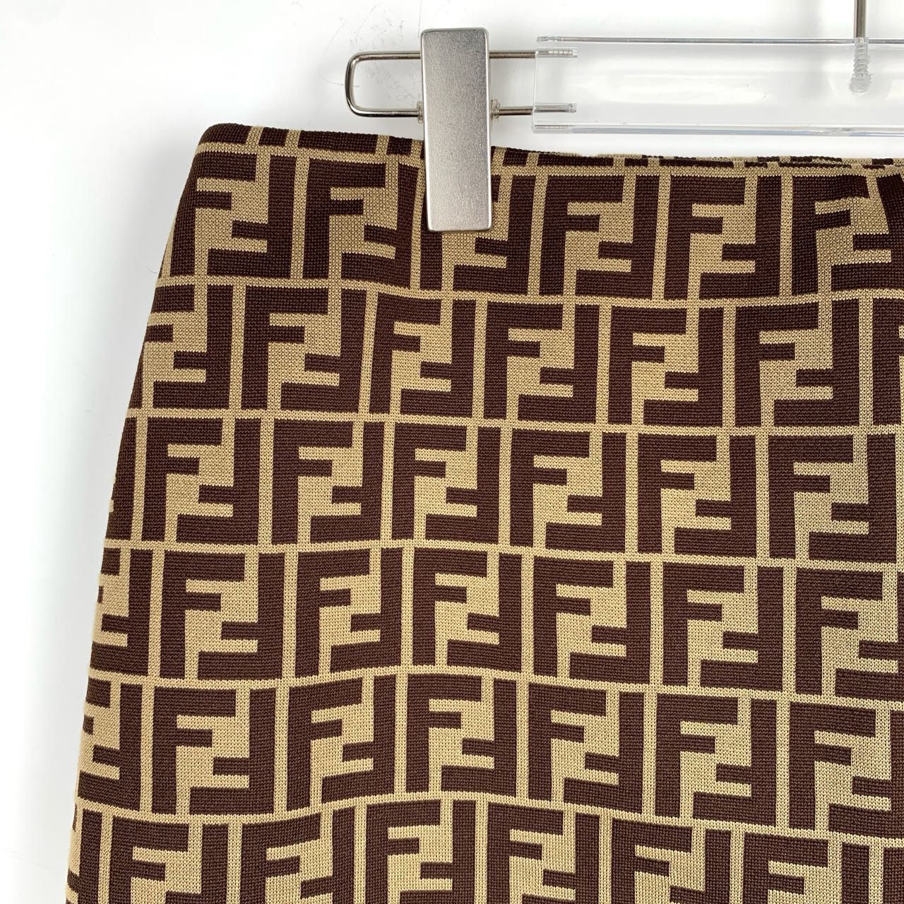 Fendi Fendi Logo Monogram Print Brown Cotton-Silk Mini Skirt Size 30" / US 8 / IT 44 - 3 Thumbnail