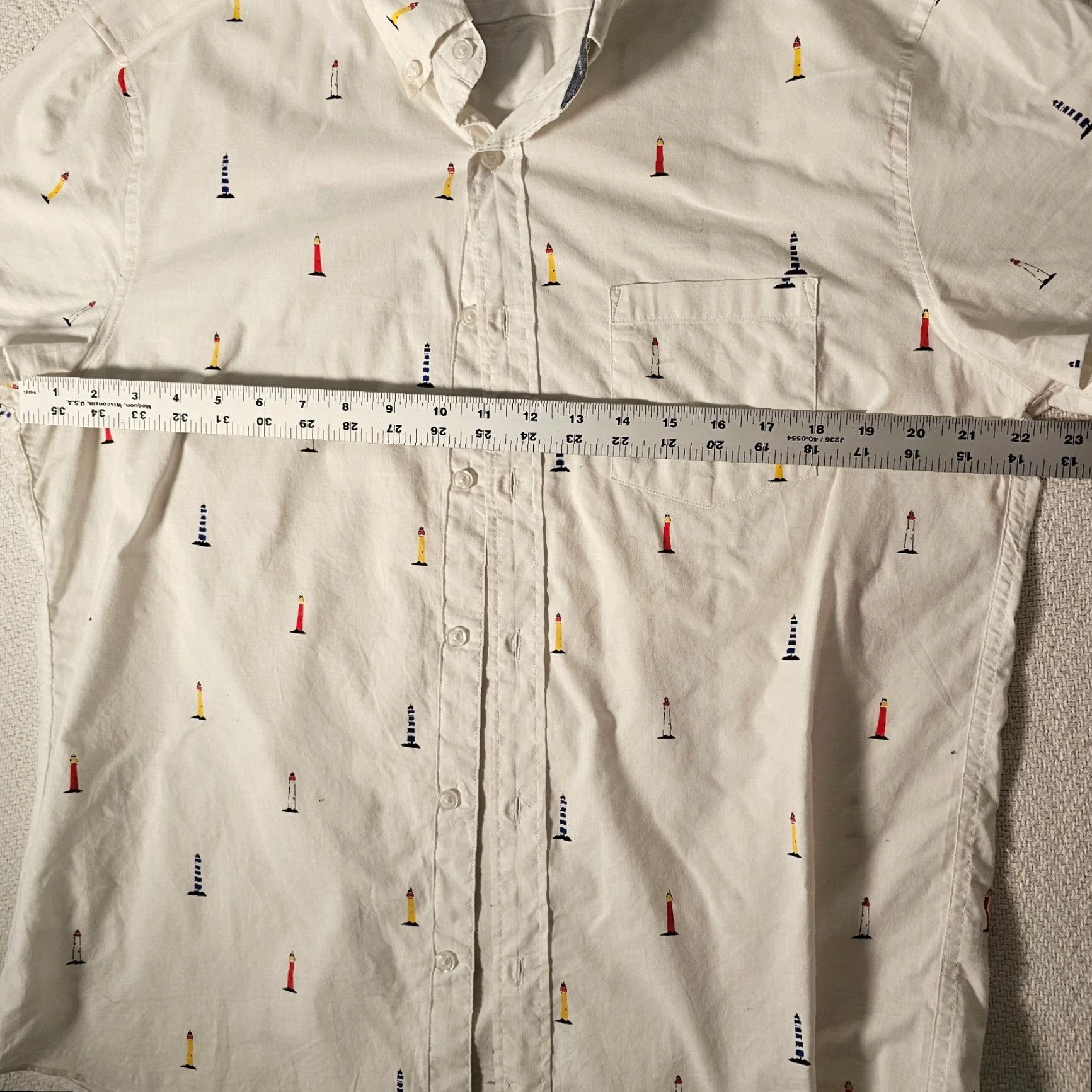 J.Crew J.Crew Mens Large Short Sleeve Button Up Shirt Light House Logo Colorful Preppy Logo All Over Print White Cotton Button-Up Casual Mens L Size US L / EU 52-54 / 3 - 6 Thumbnail