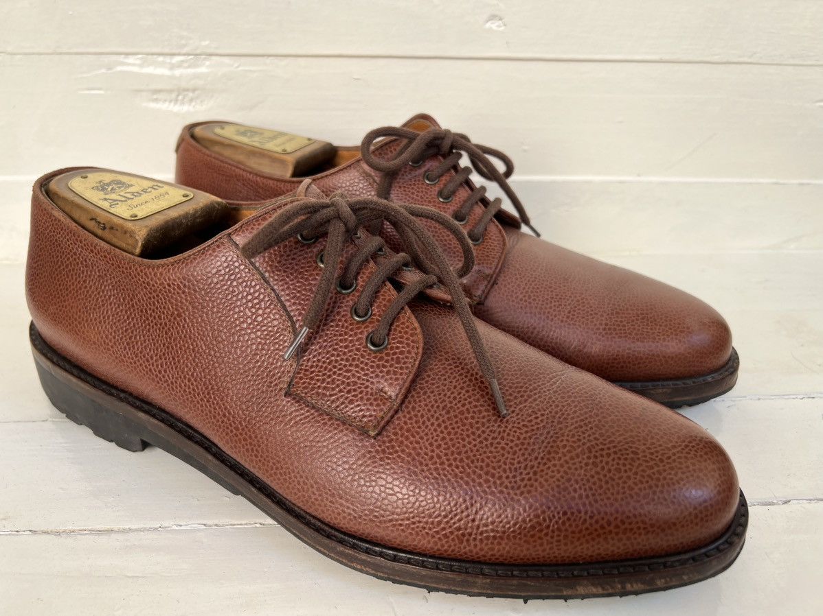 Salvatore Ferragamo Salvatore Ferragamo Brown Leather Pebble Grain Lace Up Shoes Size US 10.5 / EU 43-44 - 1 Thumbnail