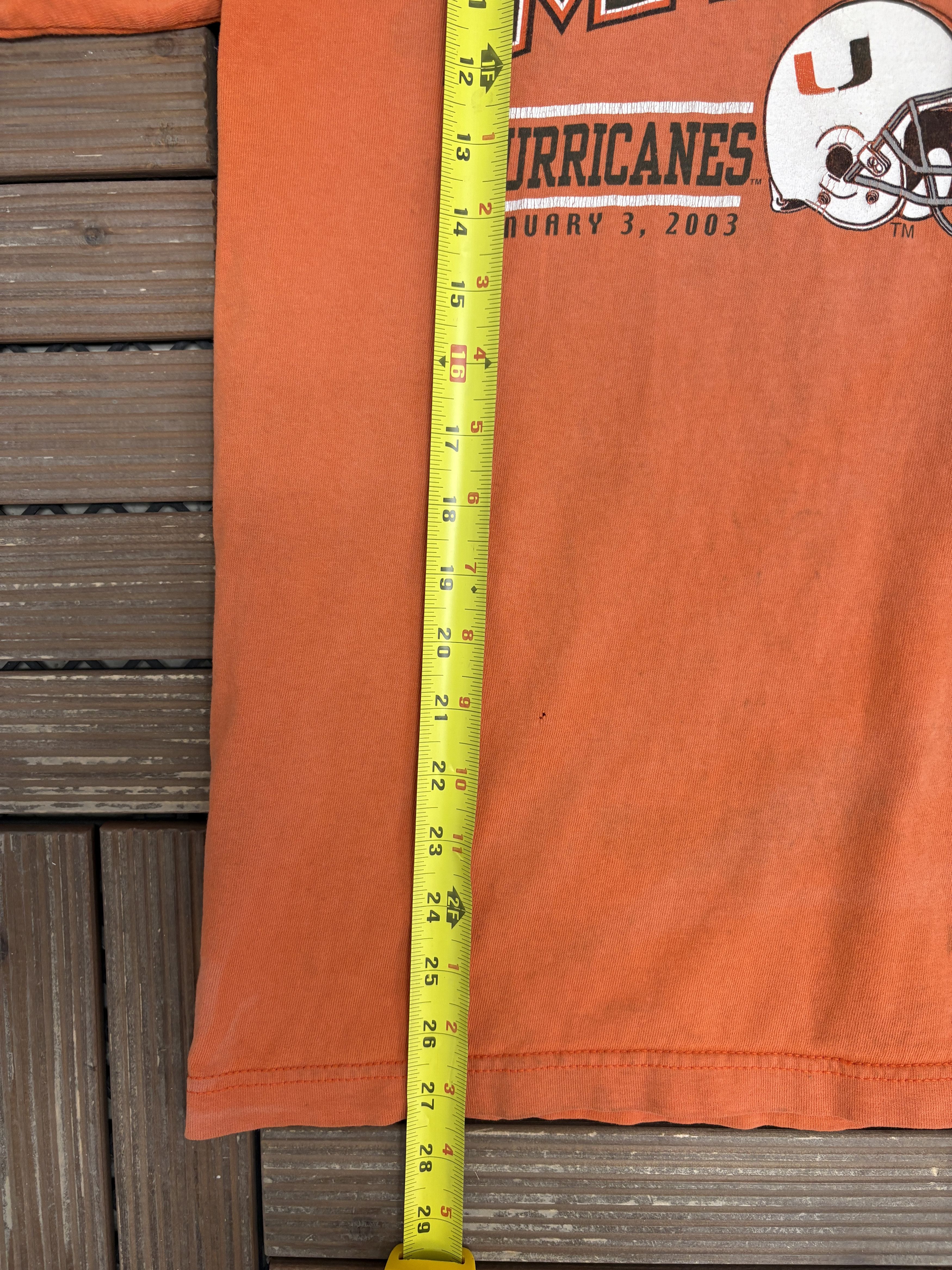 Vintage Miami Hurricanes Fiesta Bowl 2003 Vintage Orange T-Shirt Tee Size US L / EU 52-54 / 3 - 7 Thumbnail