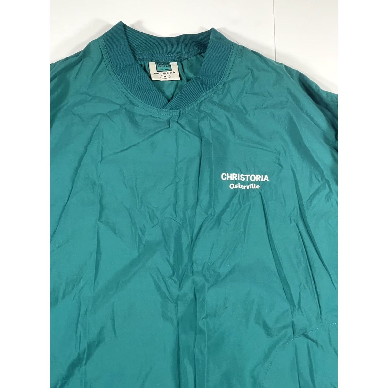Vintage VTG Turfer Windbreaker Mens M Medium Green Pullover V Neck Jacket Made InUSA 90s Size US M / EU 48-50 / 2 - 2 Thumbnail