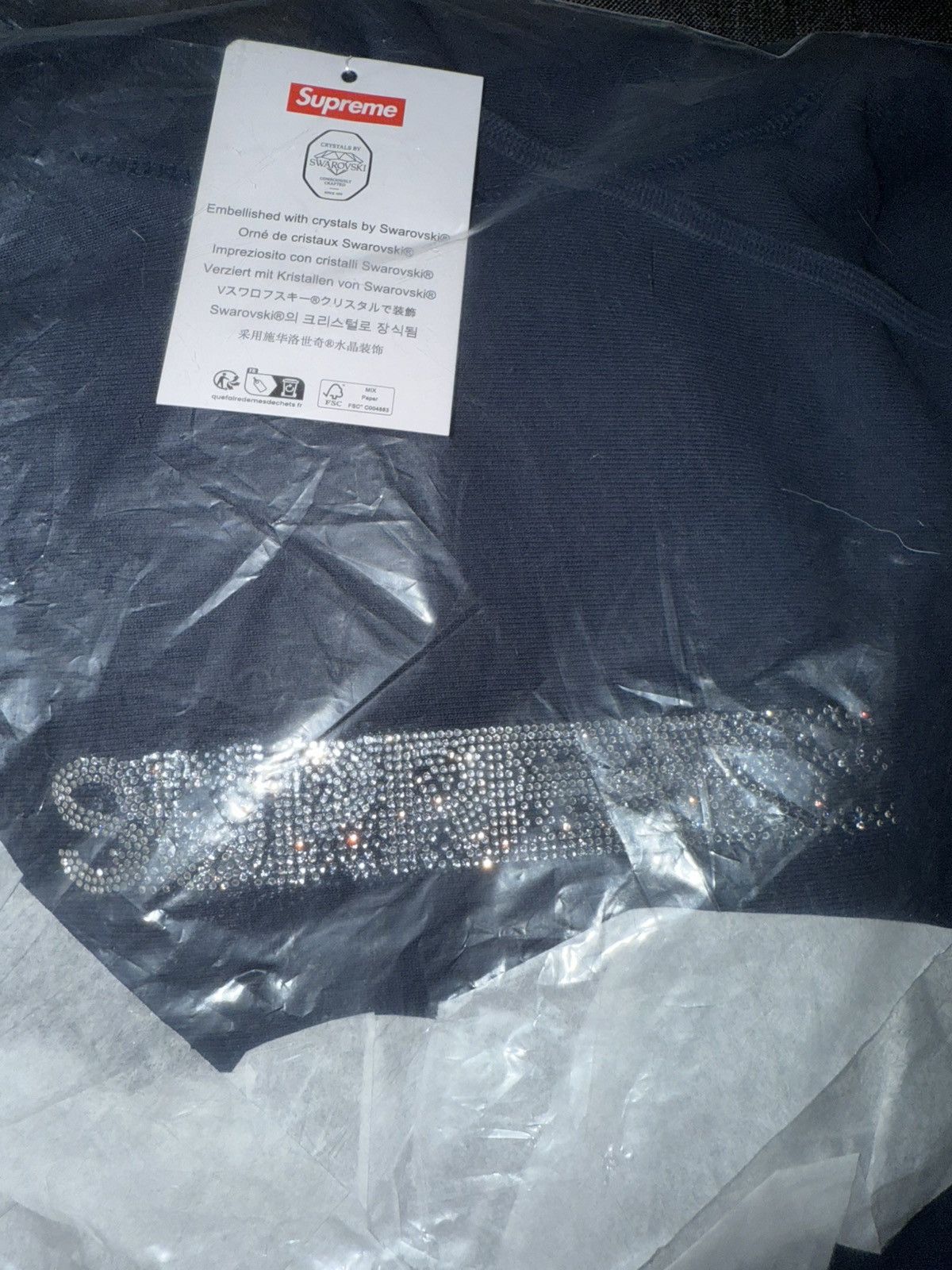 Supreme Supreme Swarovski Motion Logo Hoodie Navy Size US XL / EU 56 / 4 - 4 Thumbnail