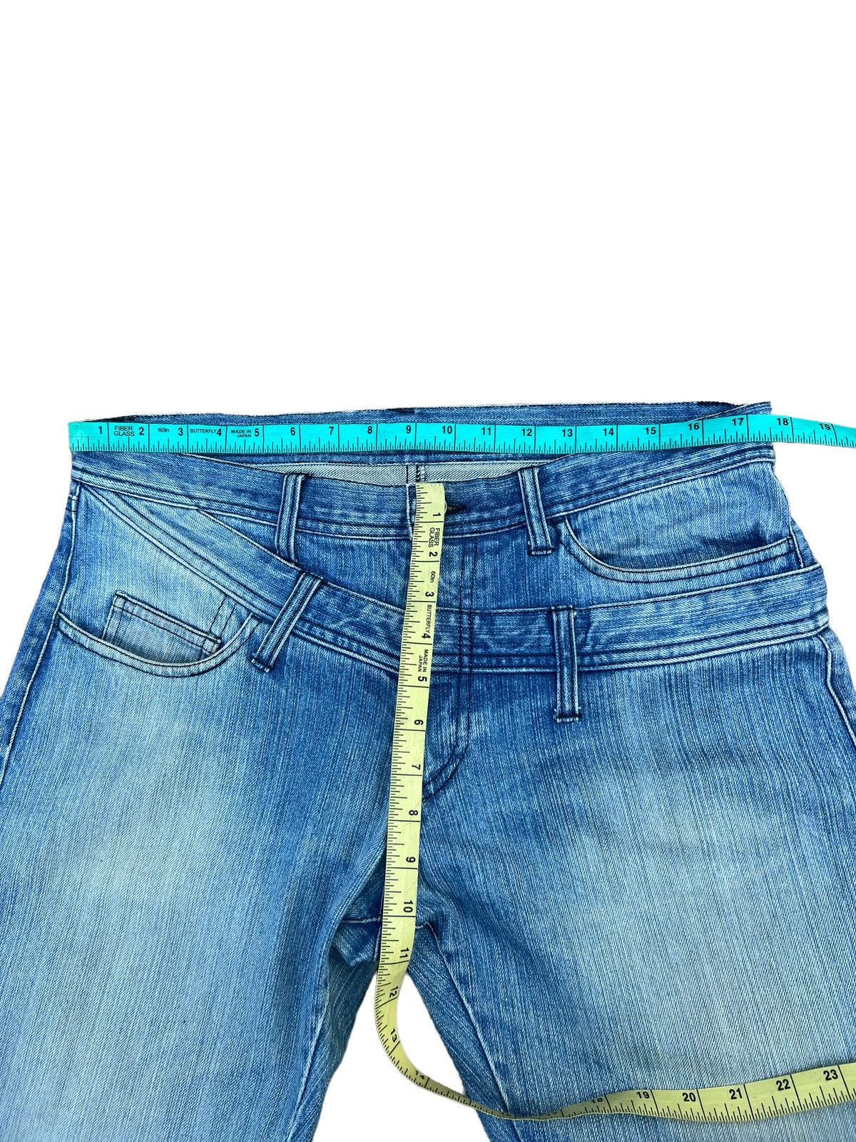Japanese Brand Rupert Japan Double Waist Fade Mud Blue Denim Flare Jeans Size US 34 / EU 50 - 3 Thumbnail